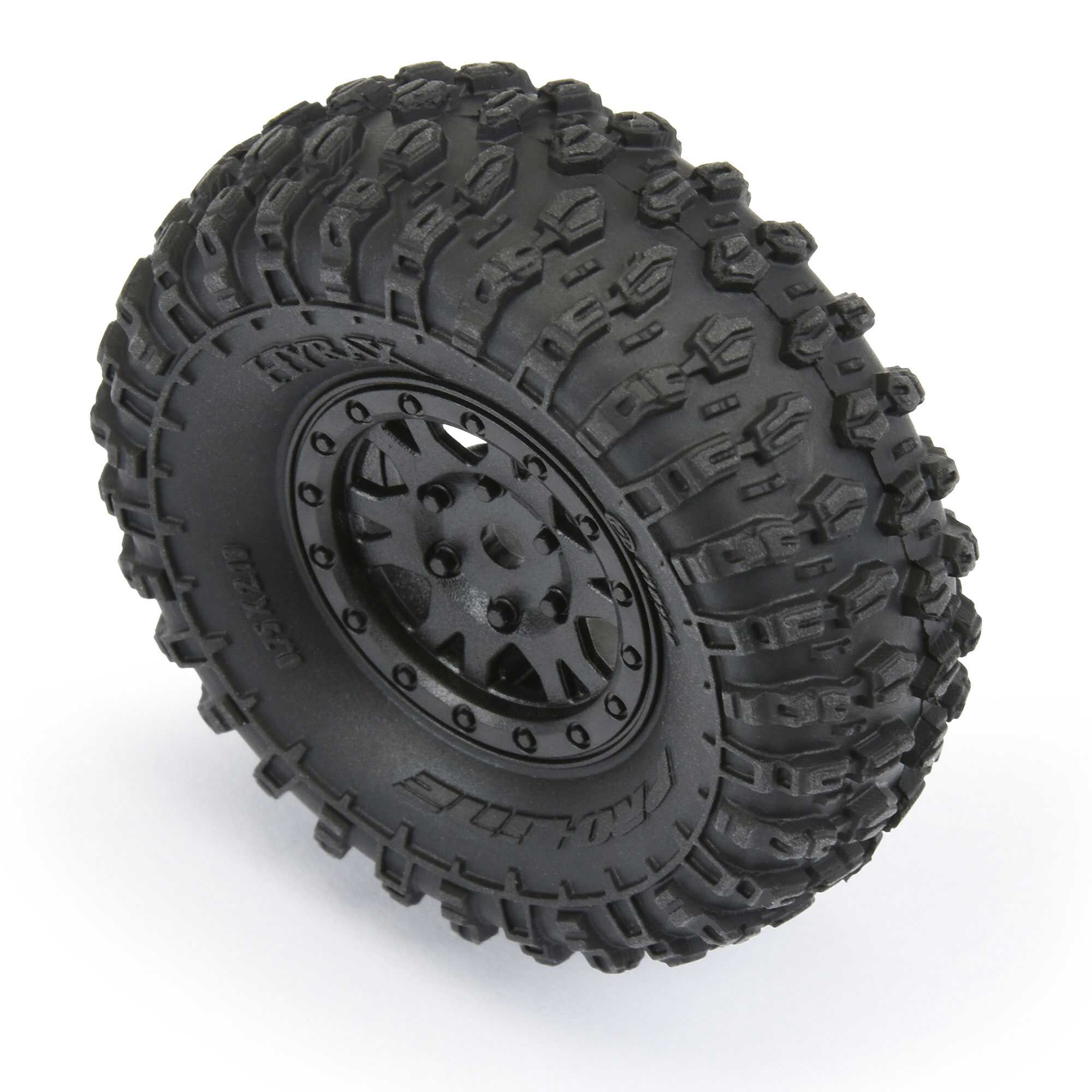 1/24 Hyrax F/R 1.0" Tires Mounted 7mm Black Impulse (SCX24)-5