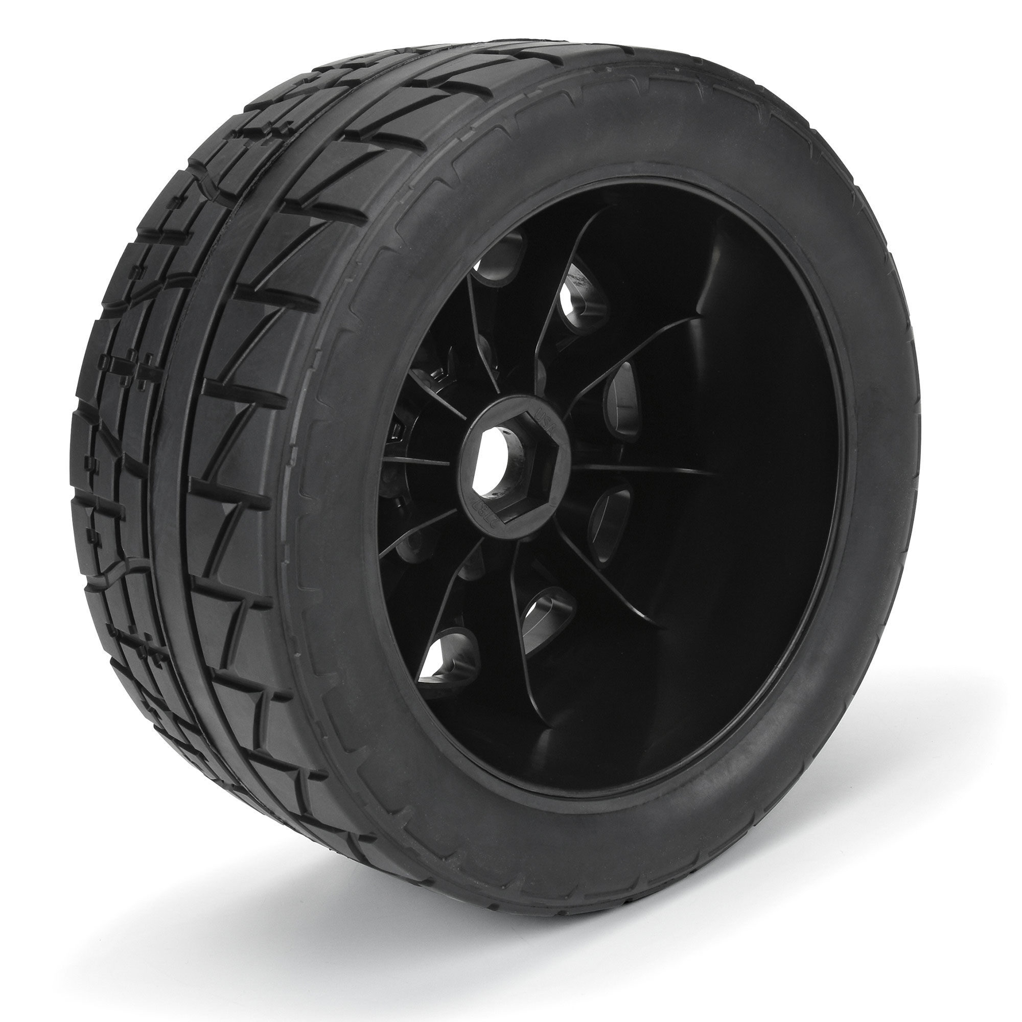 1/6 Menace HP BELTED Fr/Rr 5.7" MT Tires Mounted 24mm Blk Ra-3