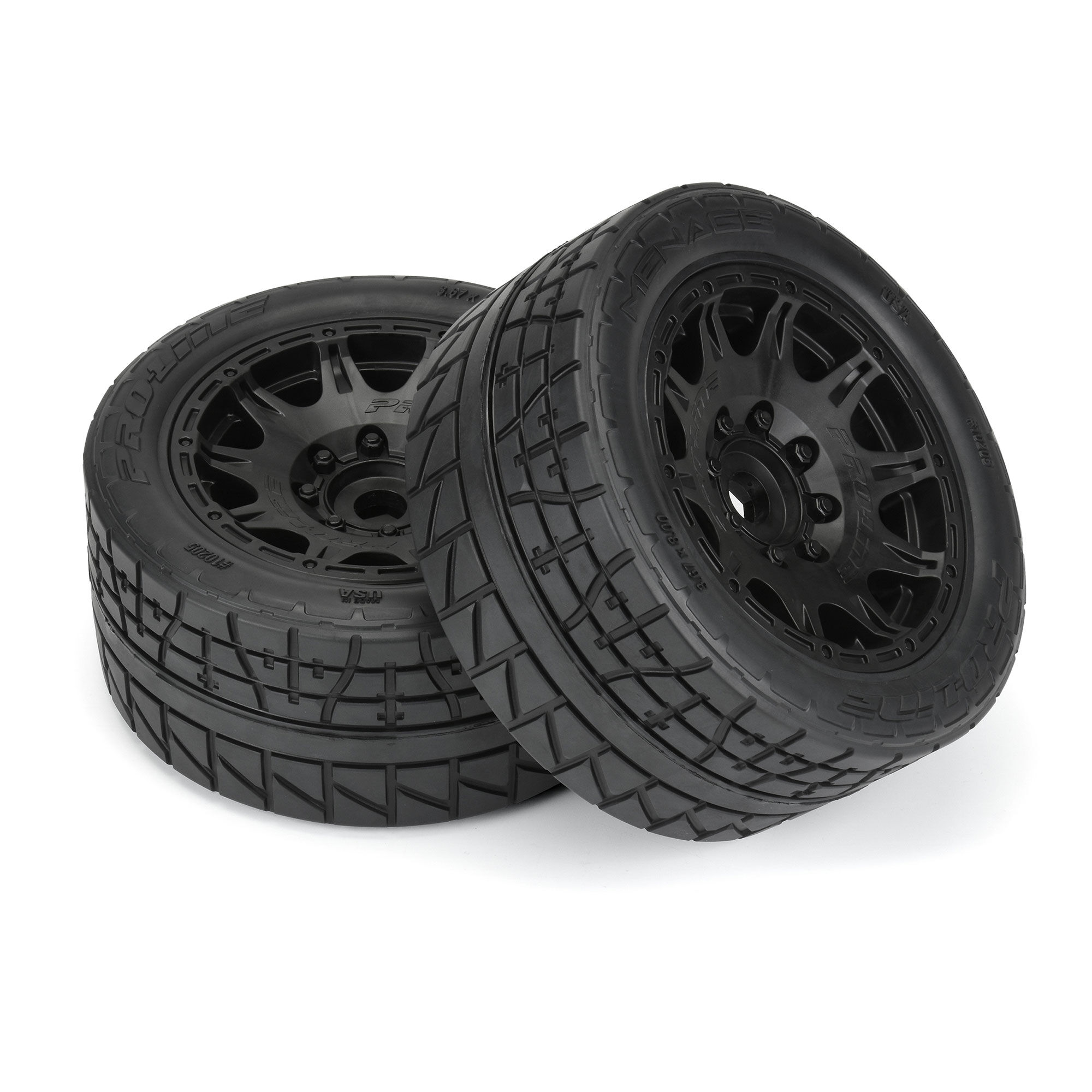 1/6 Menace HP BELTED Fr/Rr 5.7" MT Tires Mounted 24mm Blk Ra-4