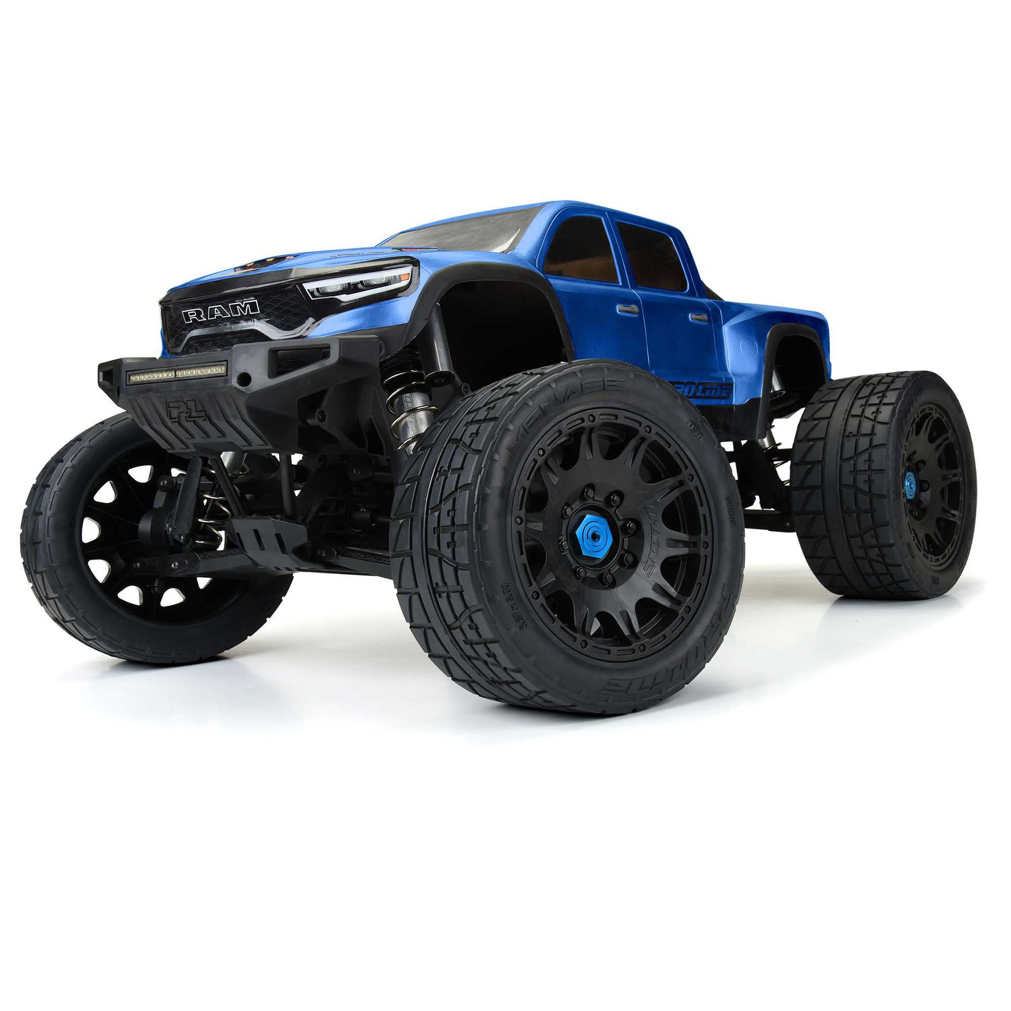 1/6 Menace HP BELTED Fr/Rr 5.7" MT Tires Mounted 24mm Blk Ra-5