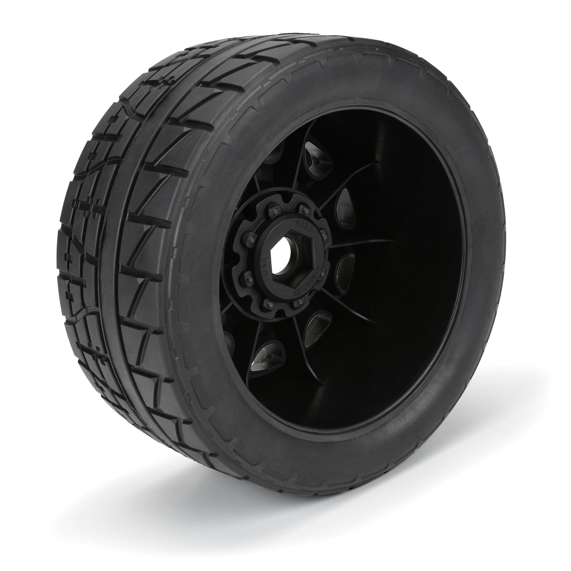 Menace HP 5.7" Street BELTED Tires Mounted on Raid Black 8x4-4