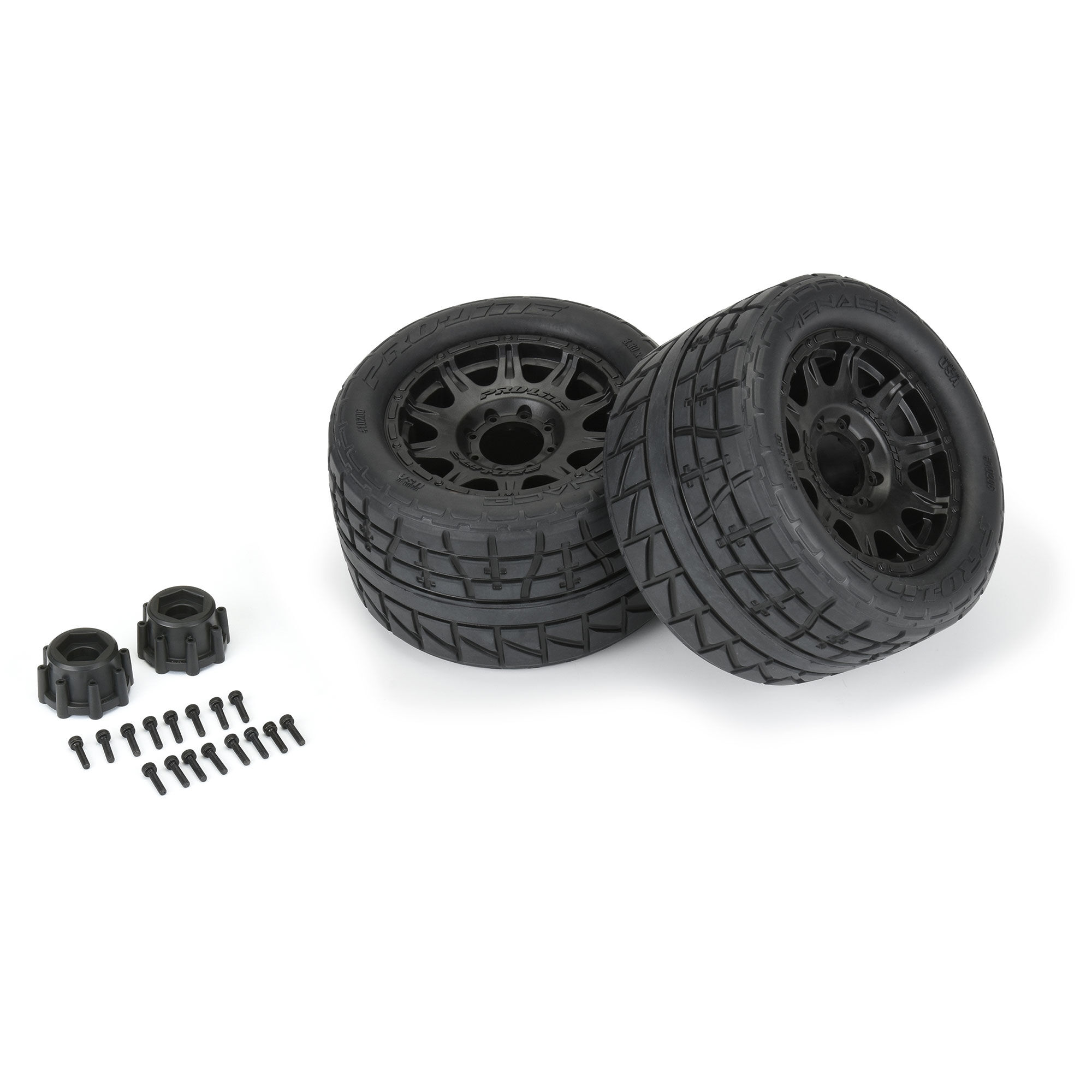 1/8 Menace HP BELTED Fr/Rr 3.8" MT Tires Mounted 17mm Black-3