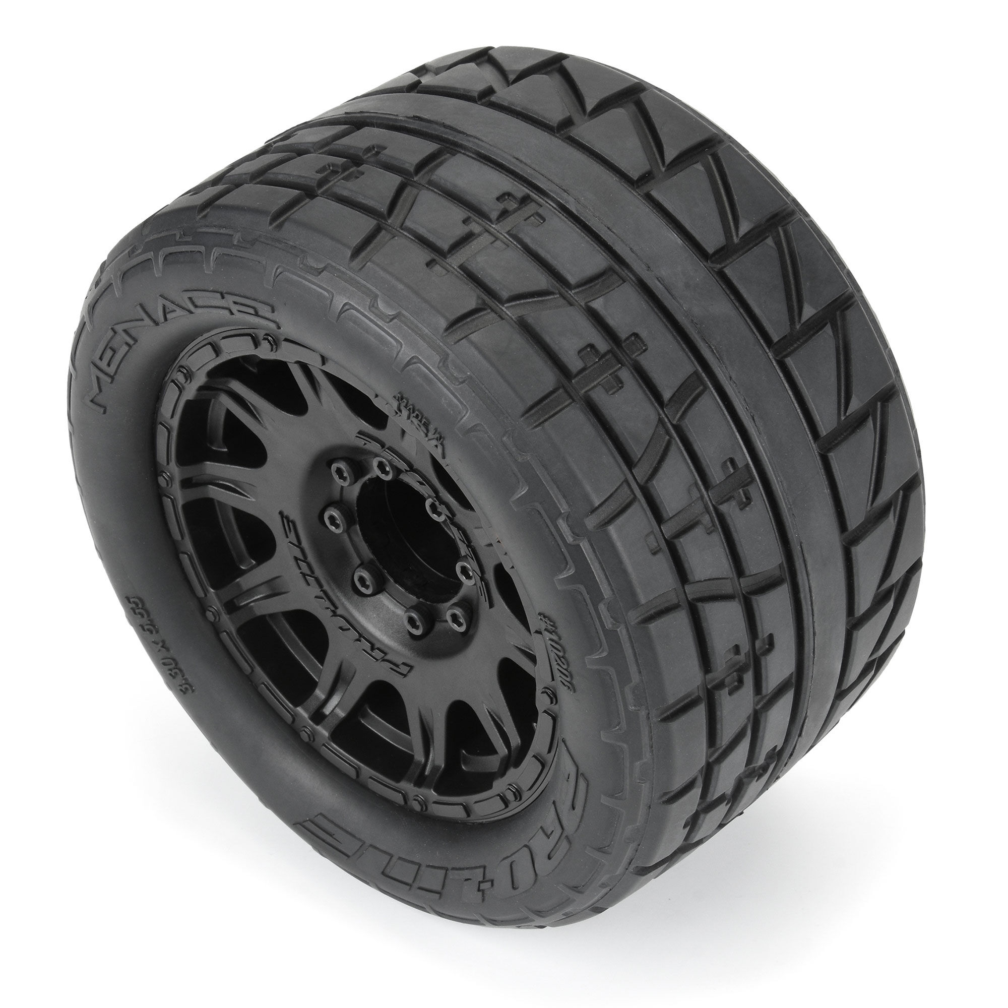 1/8 Menace HP BELTED Fr/Rr 3.8" MT Tires Mounted 17mm Black-4