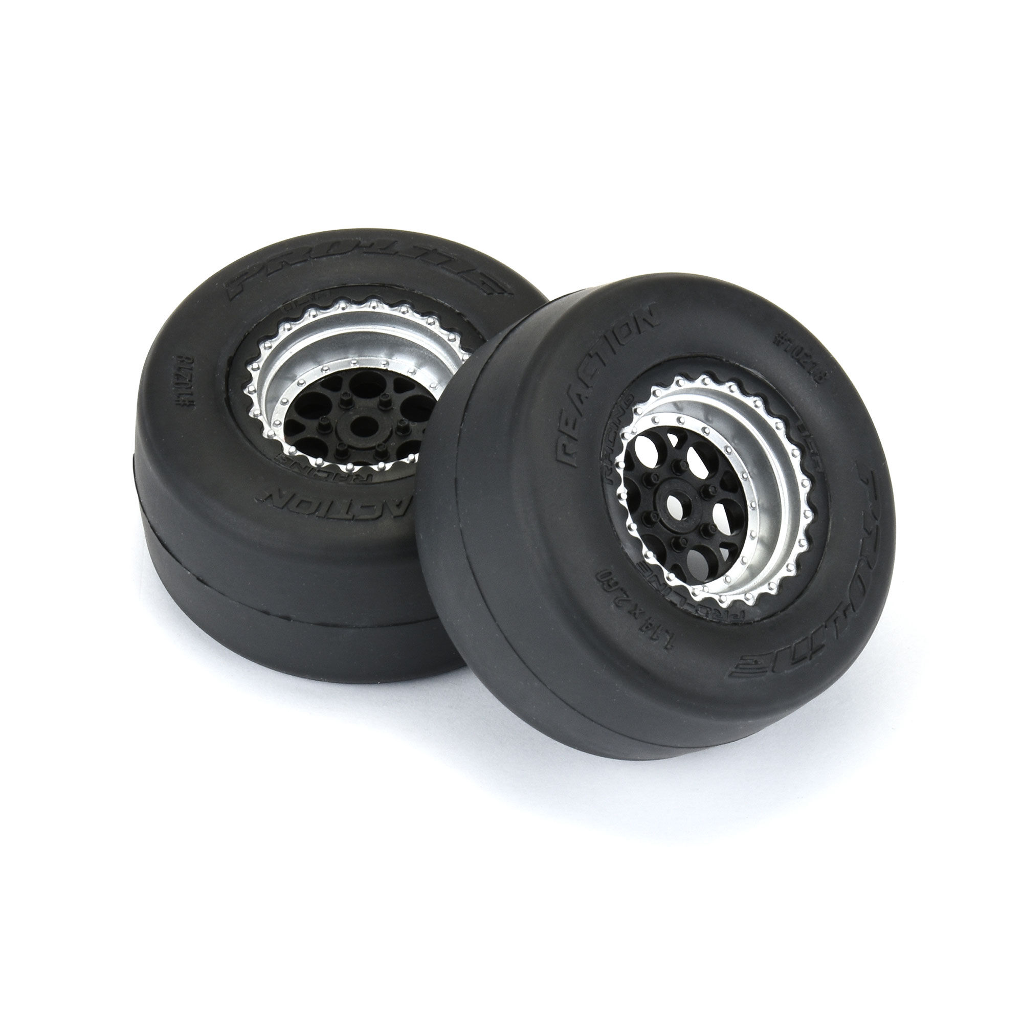 1/16 Reaction Rear Tires MTD 8mm Black/Silver (2): Losi Mini-3