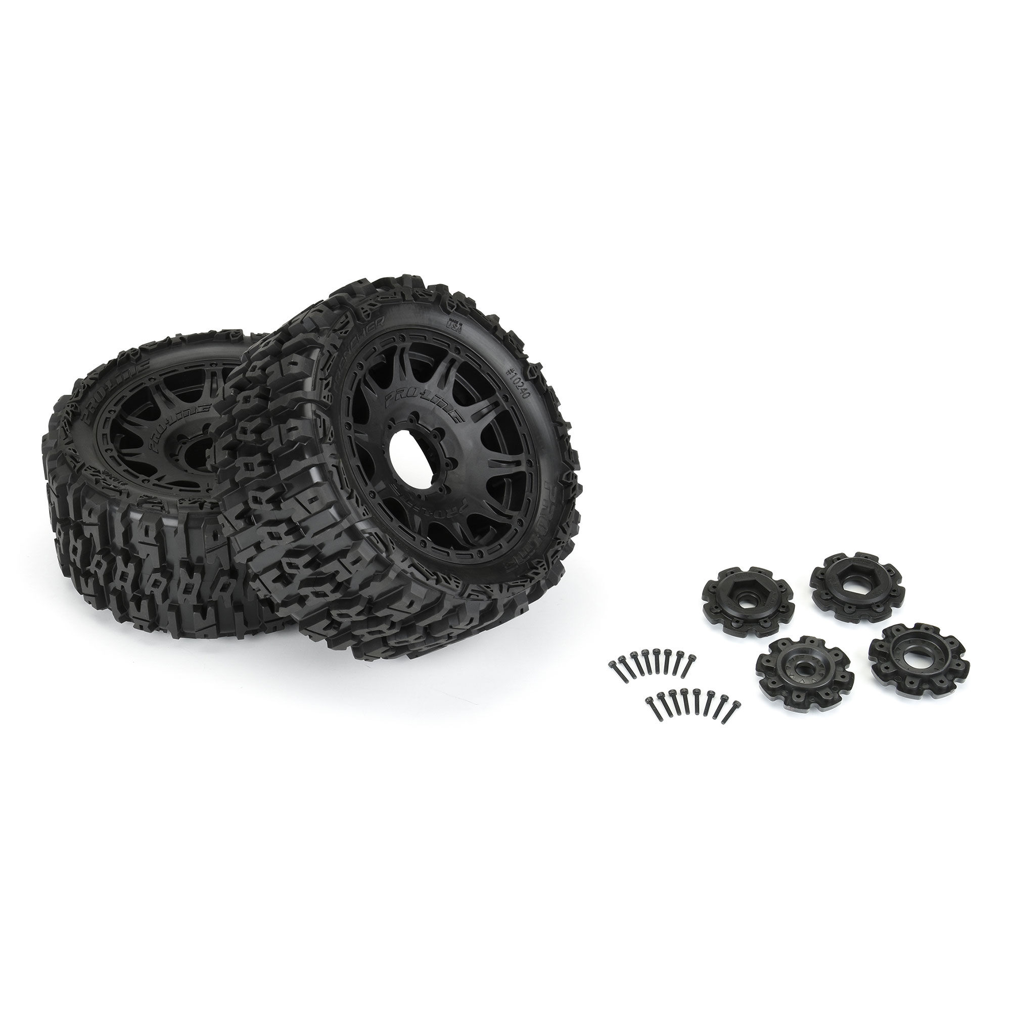 1/6 Trencher F/R 5.7" Tires Mounted 24mm Black Raid 8x48 Hex-4