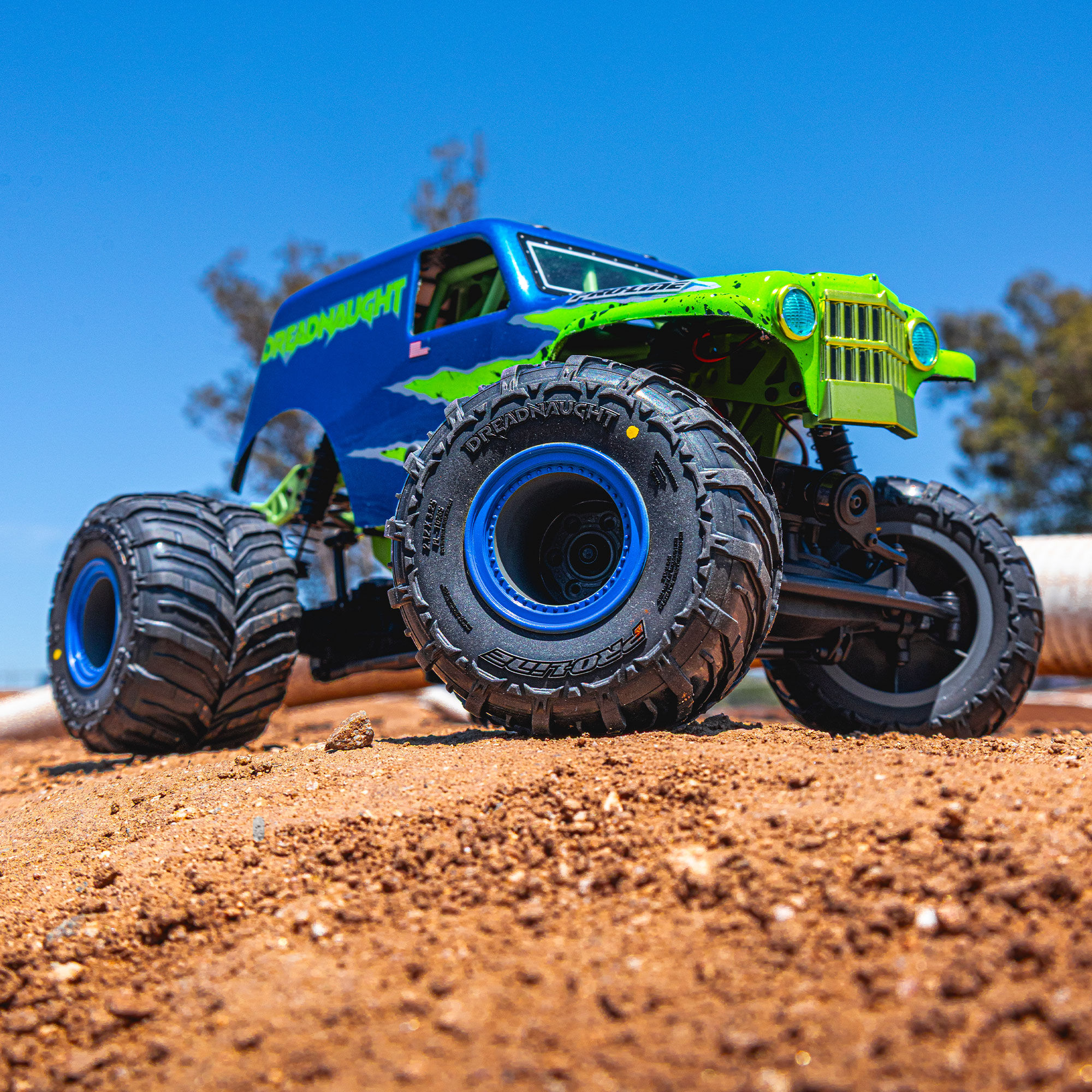 1/18 Dreadnaught 1.25"/1.75" F/R MT Tires (2): Mini LMT-7