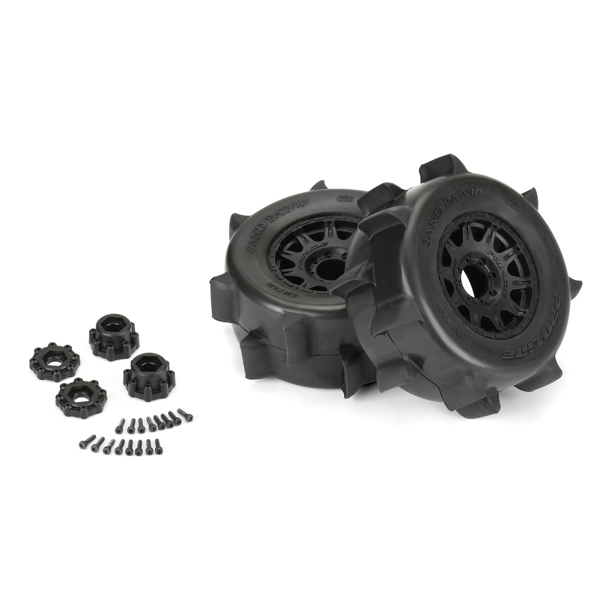 1/8 Sand Paw HP BELTED F/R 3.8" MT Tires Mounted 17mm Black-3