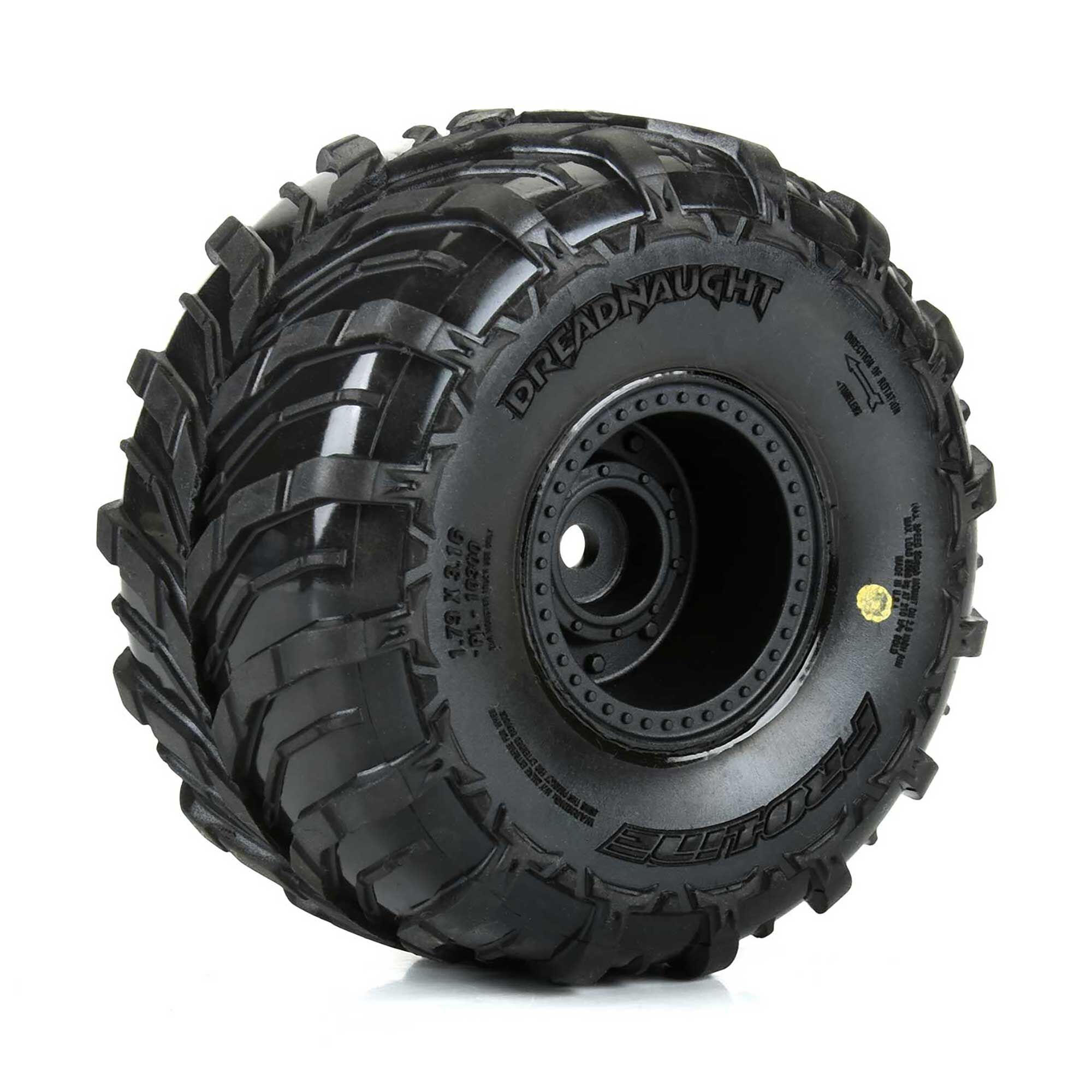 Dreadnaught Mounted Black Wheel F/R (4) for ARRMA GORGON/QUA