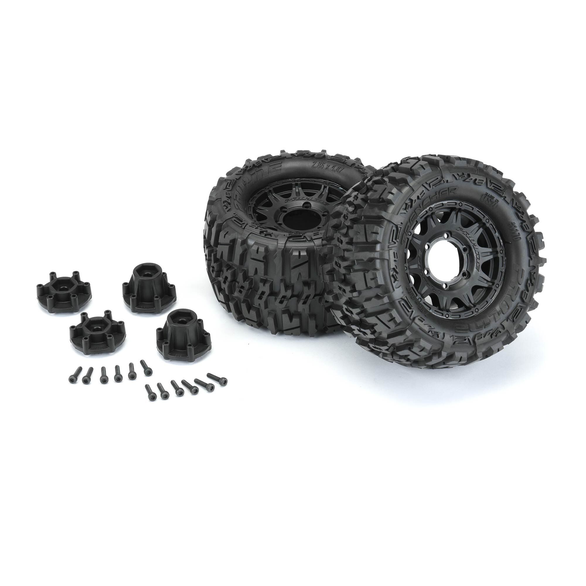 1/10 Trencher Front/Rear 2.8" MT Tires Mounted 12mm Blk Raid-3