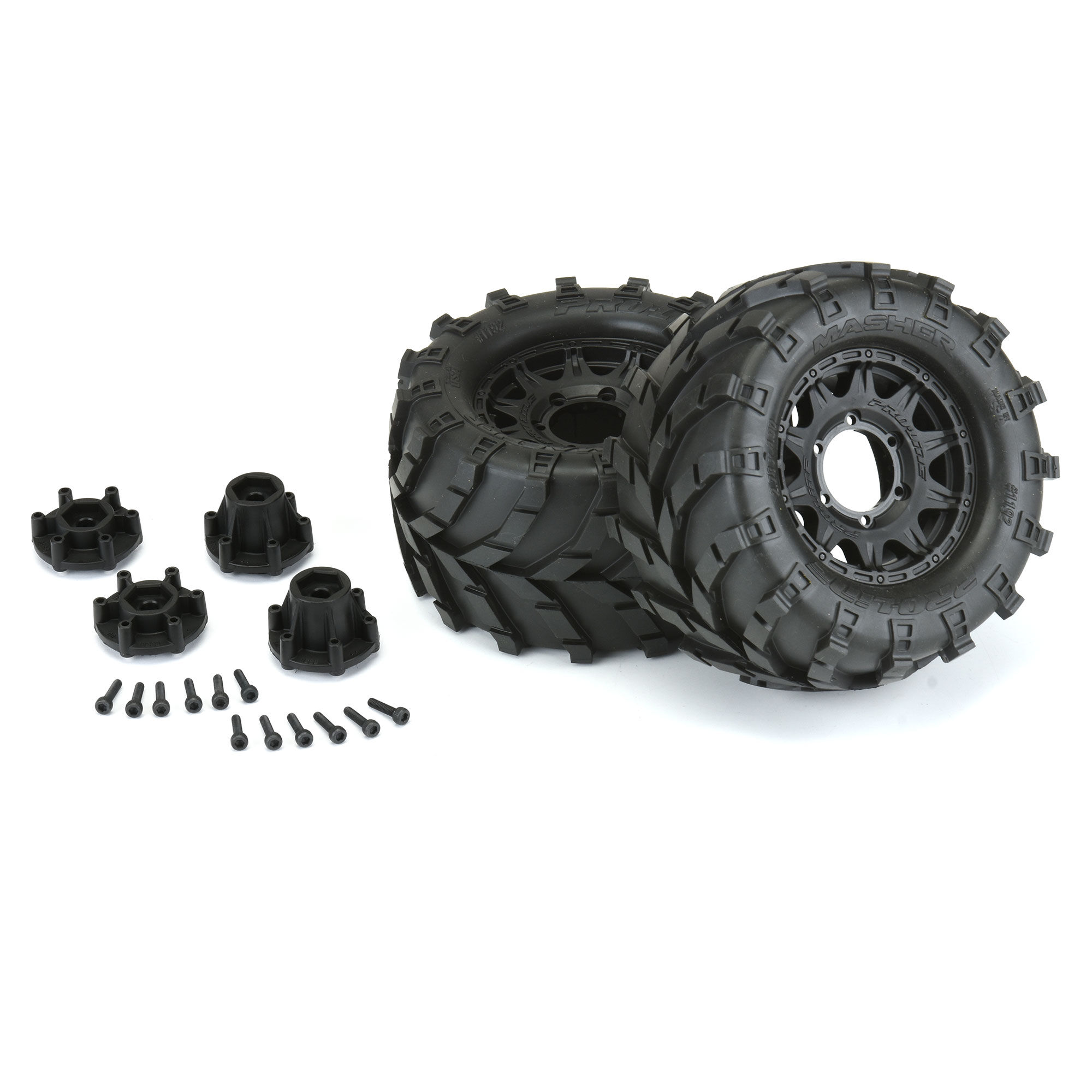 1/10 Masher Front/Rear 2.8" MT Tires Mounted 12mm Blk Raid (-3