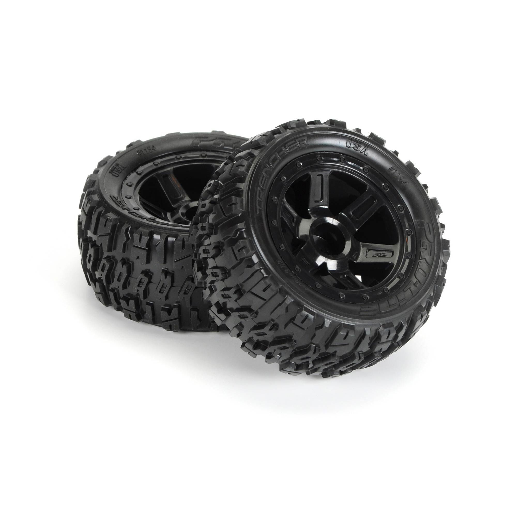 1/16 Trencher M2 Fr/Rr 2.2" Tires Mounted 12mm Blk Desperado-3