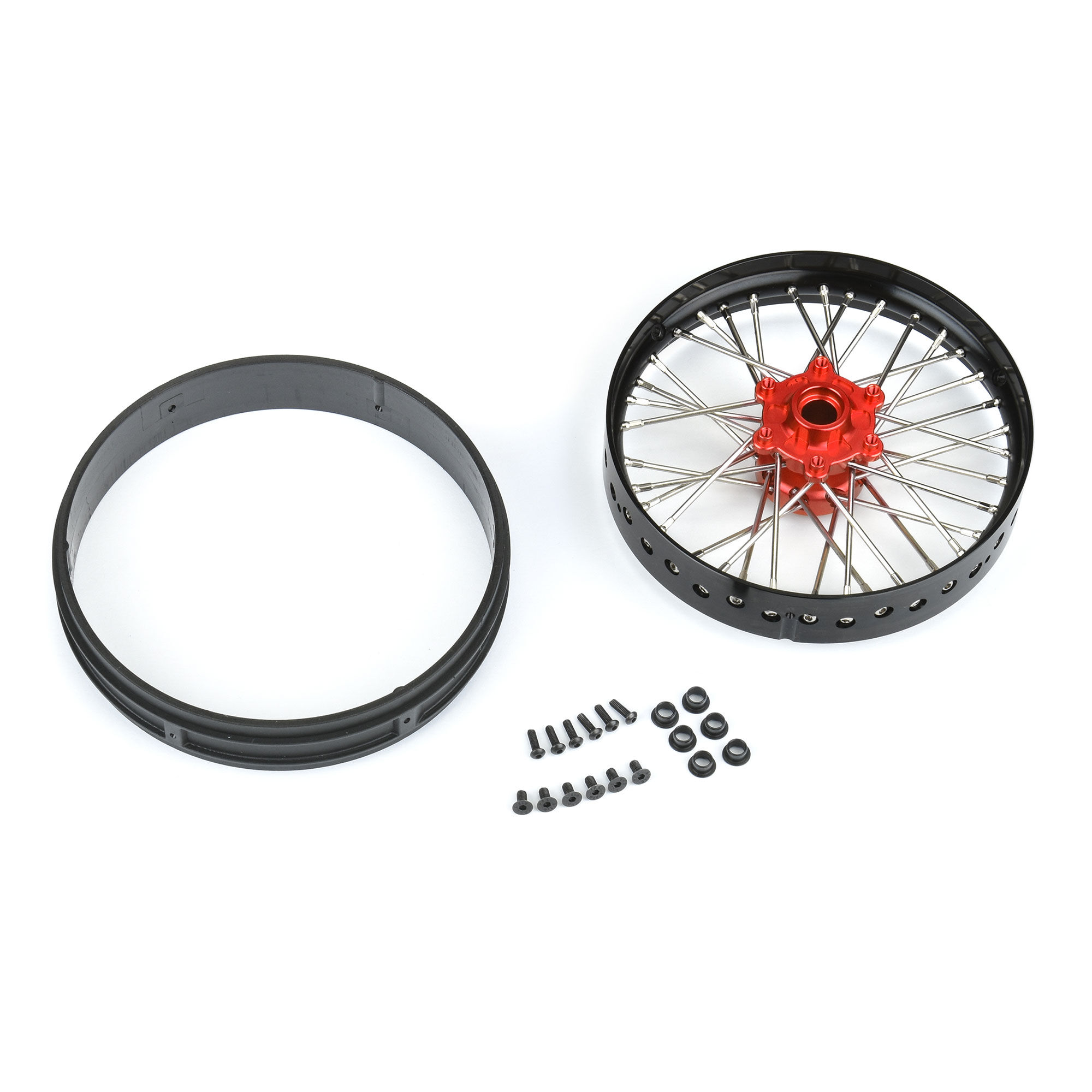 1/4 Pro-Spec Aluminum V2 Bead Front Wheel Black/Red (1): Pro-4