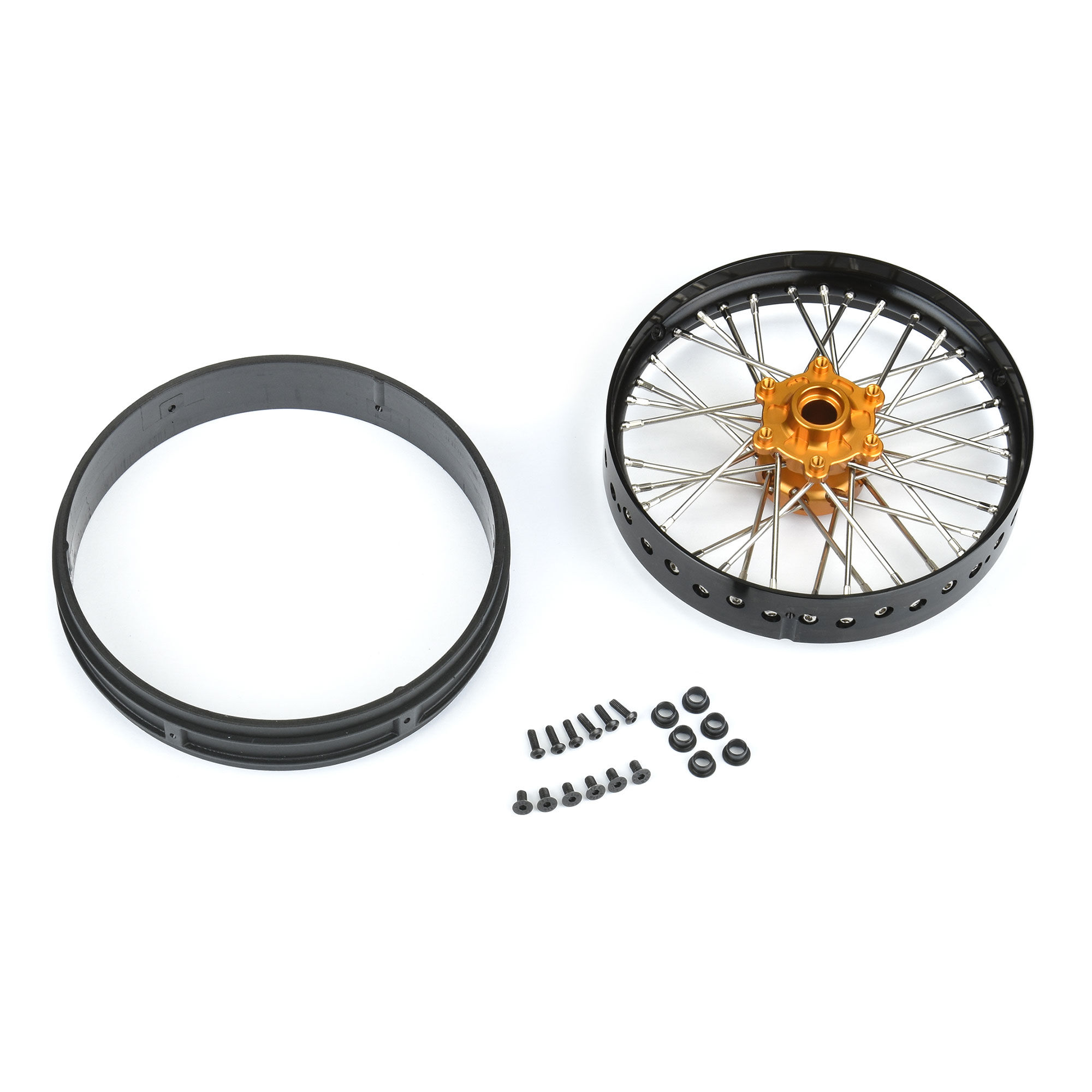 1/4 Pro-Spec Aluminum V2 Bead Front Wheel Black/Gold (1): Pr-4