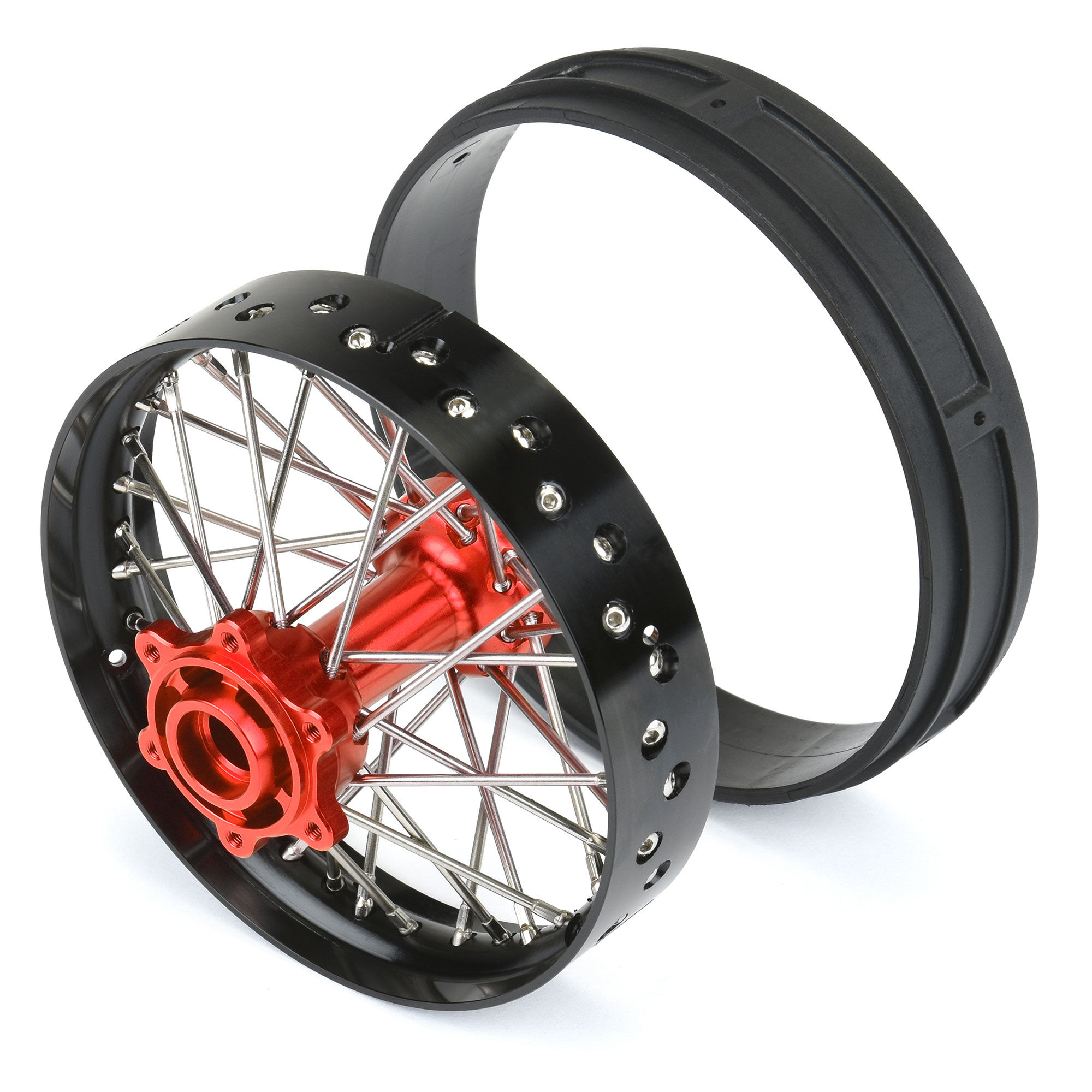 1/4 Pro-Spec Aluminum V2 Bead Rear Wheel Black/Red (1): Prom-2