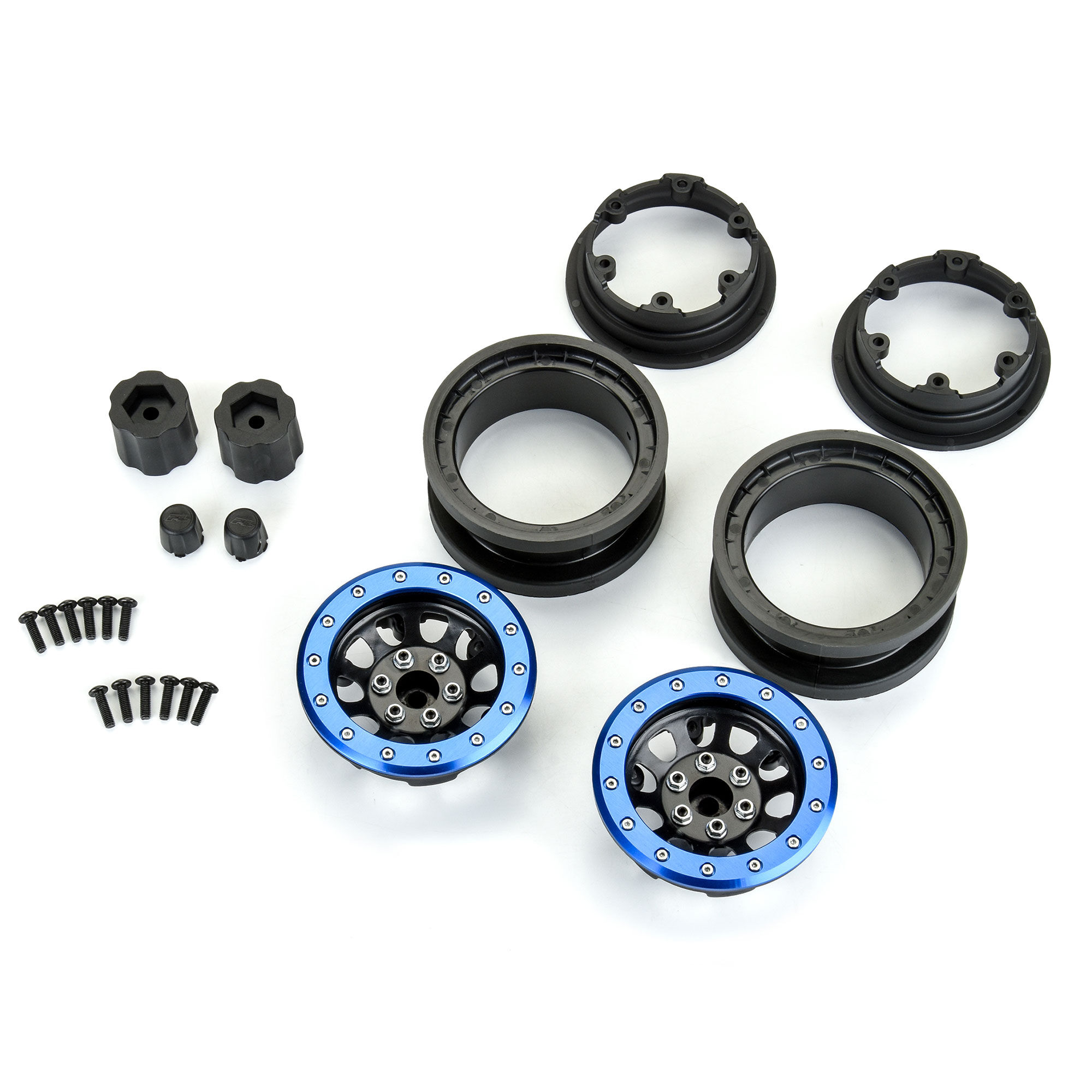 1/6 Steelies Stamped Steel 2.9" Dual Offset SCX6 Wheels Blue-4