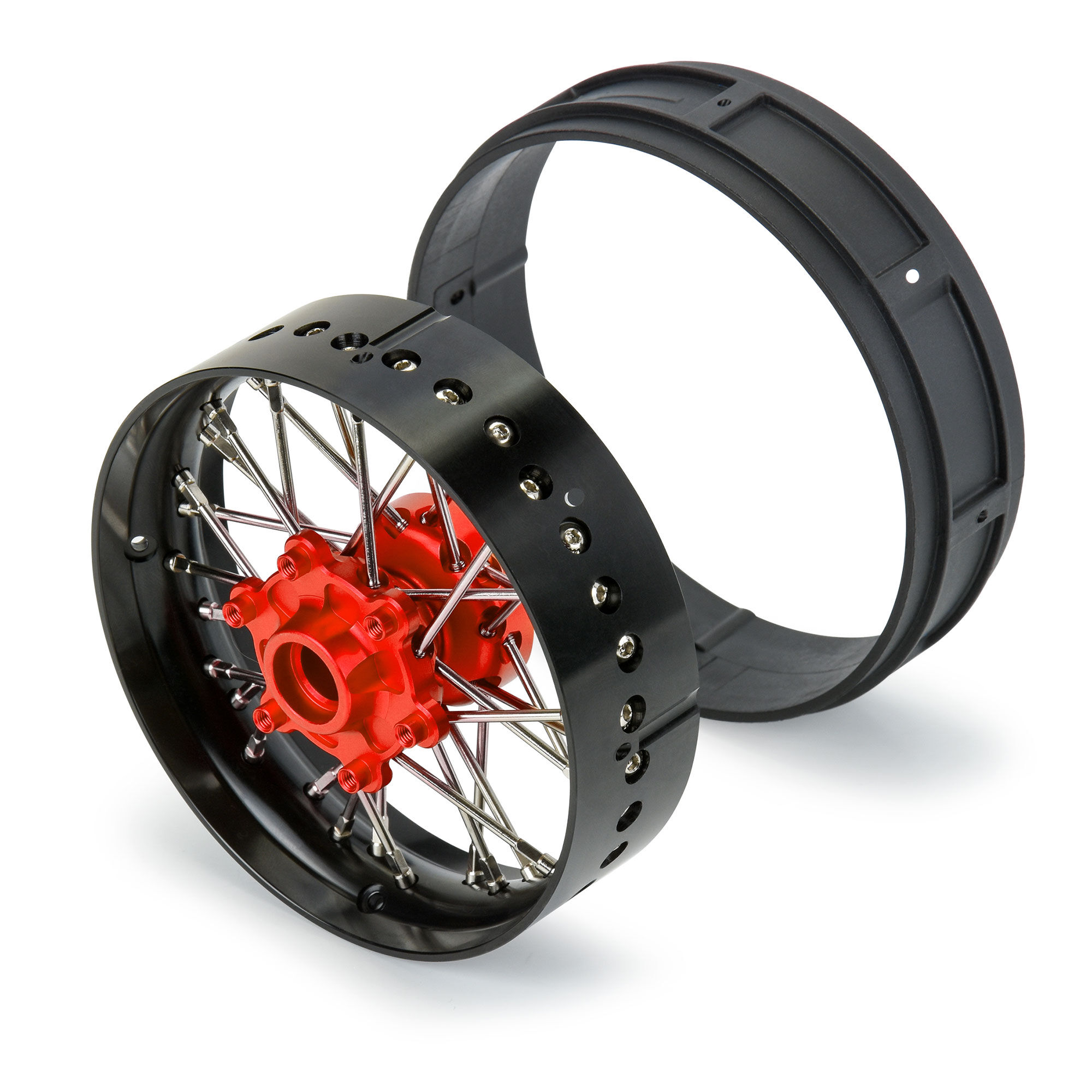 1/4 Pro-Spec Aluminum V2 Bead Front Wheel Black/Red (1): Pro-5