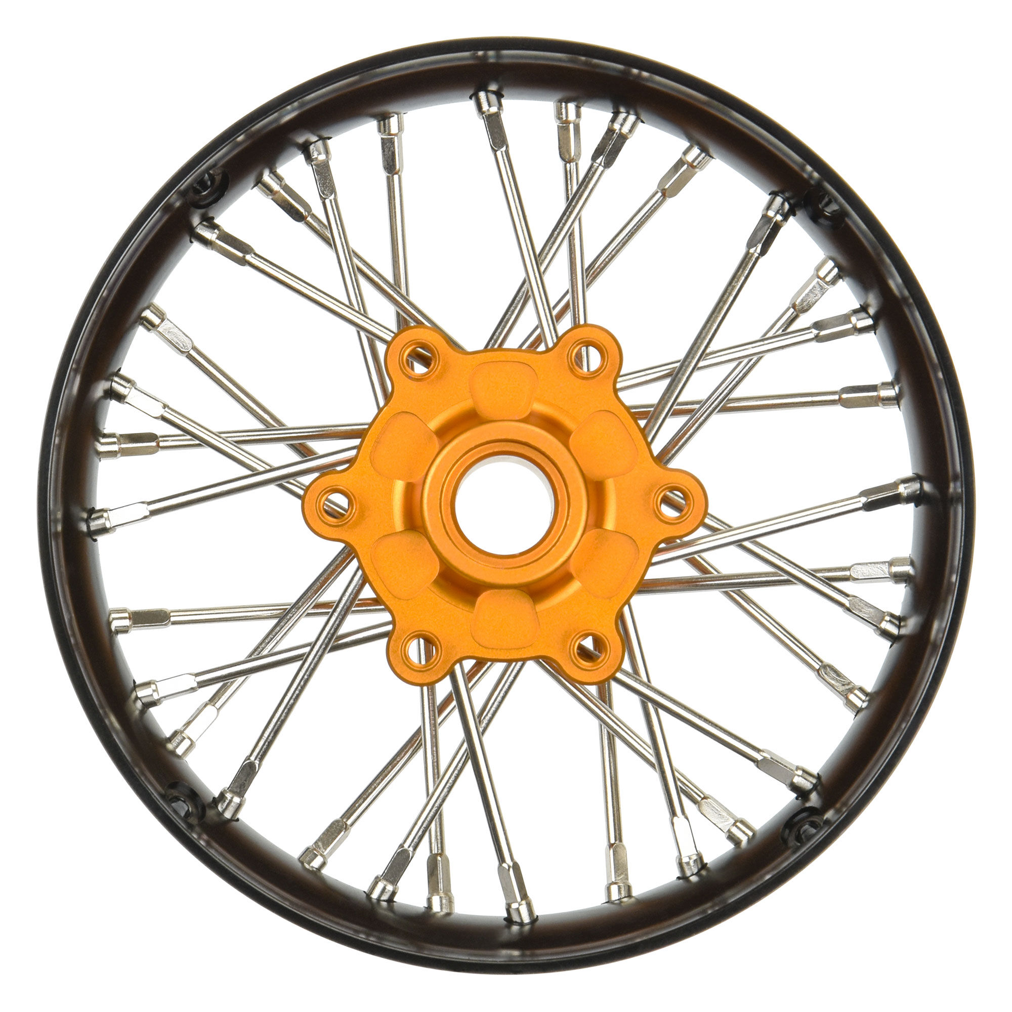 1/4 Pro-Spec Aluminum V2 Bead Front Wheel Black/Gold (1): Pr