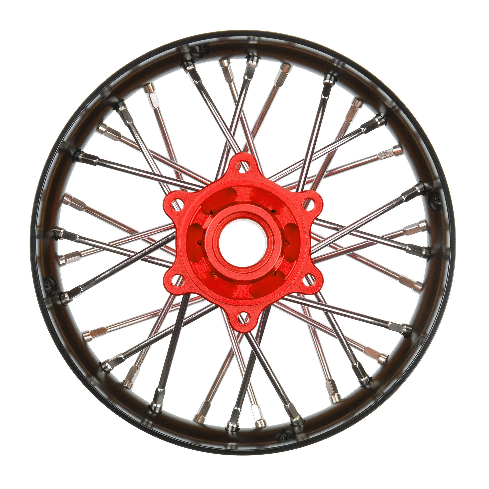1/4 Pro-Spec Aluminum V2 Bead Rear Wheel Black/Red (1): Prom