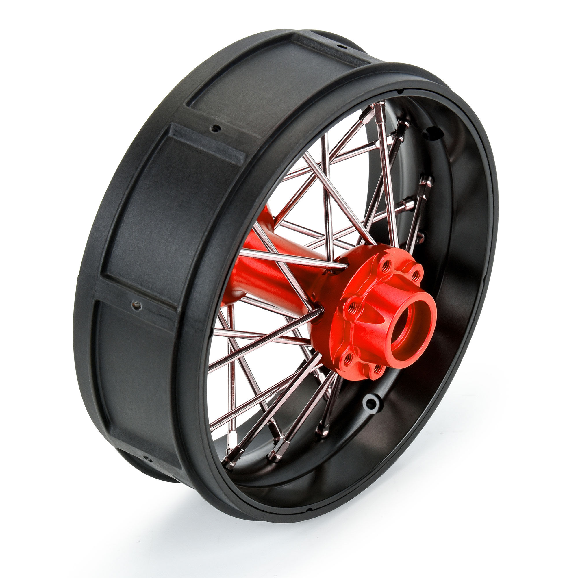 1/4 Pro-Spec Aluminum V2 Bead Rear Wheel Black/Red (1): Prom-2