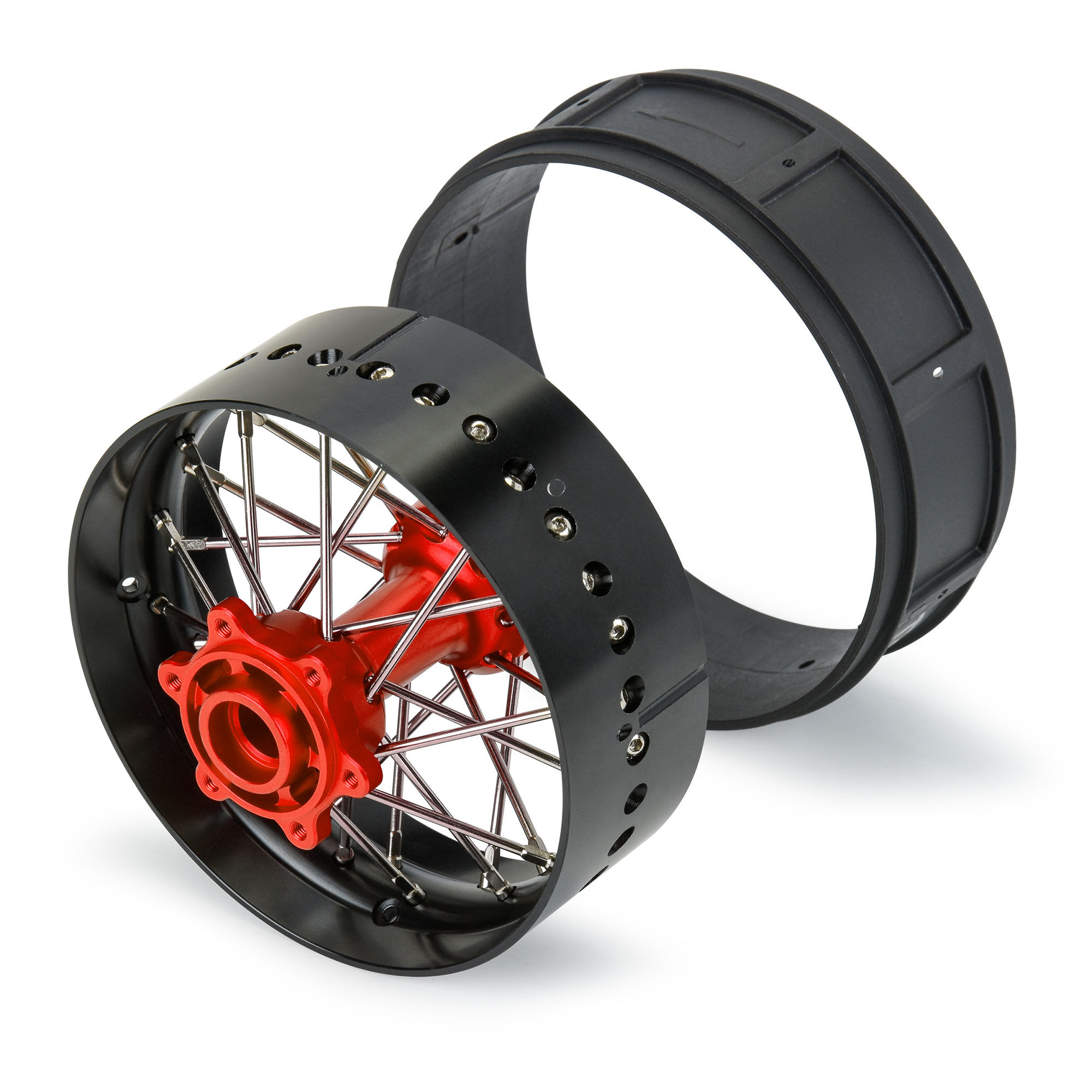 1/4 Pro-Spec Aluminum V2 Bead Rear Wheel Black/Red (1): Prom-3