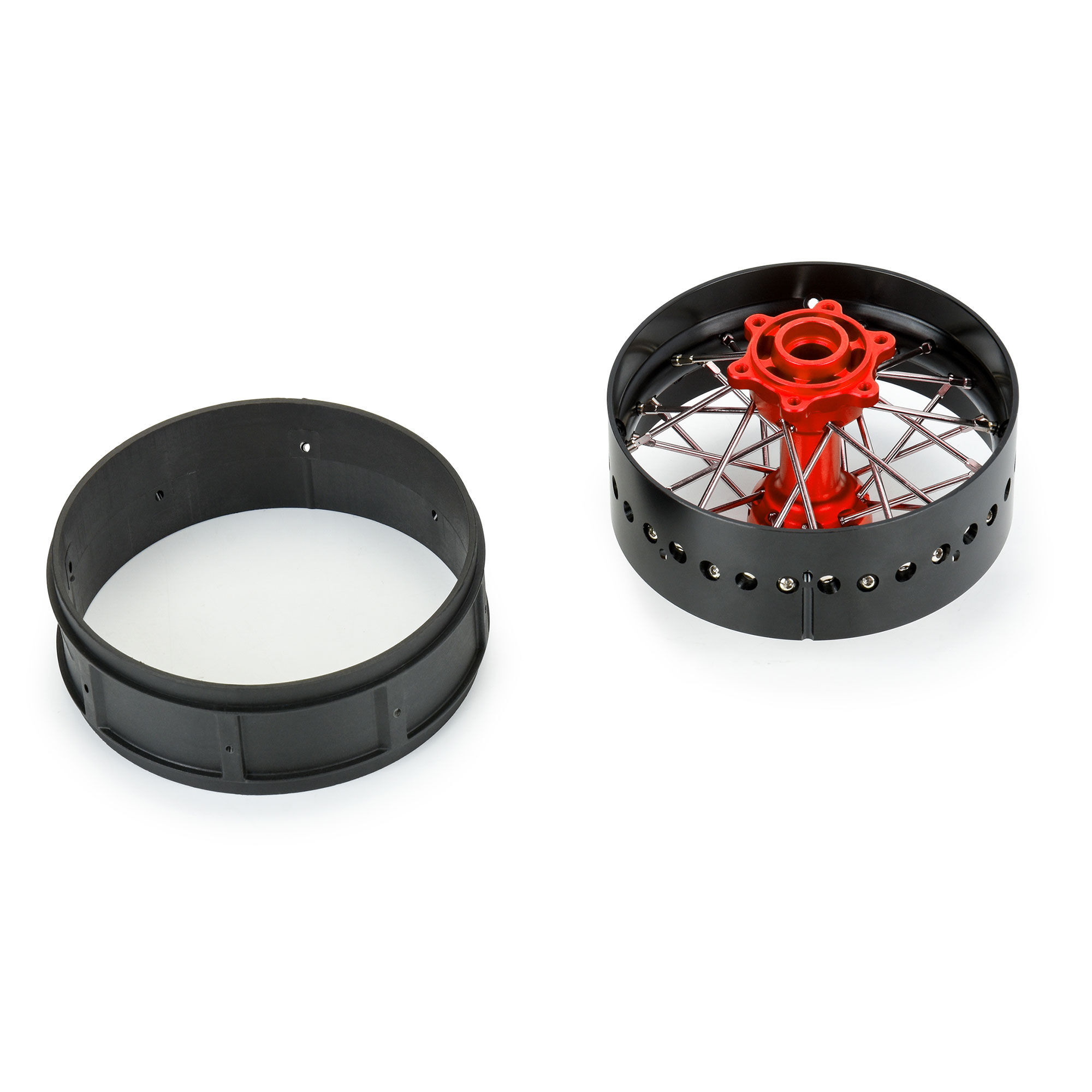 1/4 Pro-Spec Aluminum V2 Bead Rear Wheel Black/Red (1): Prom-5