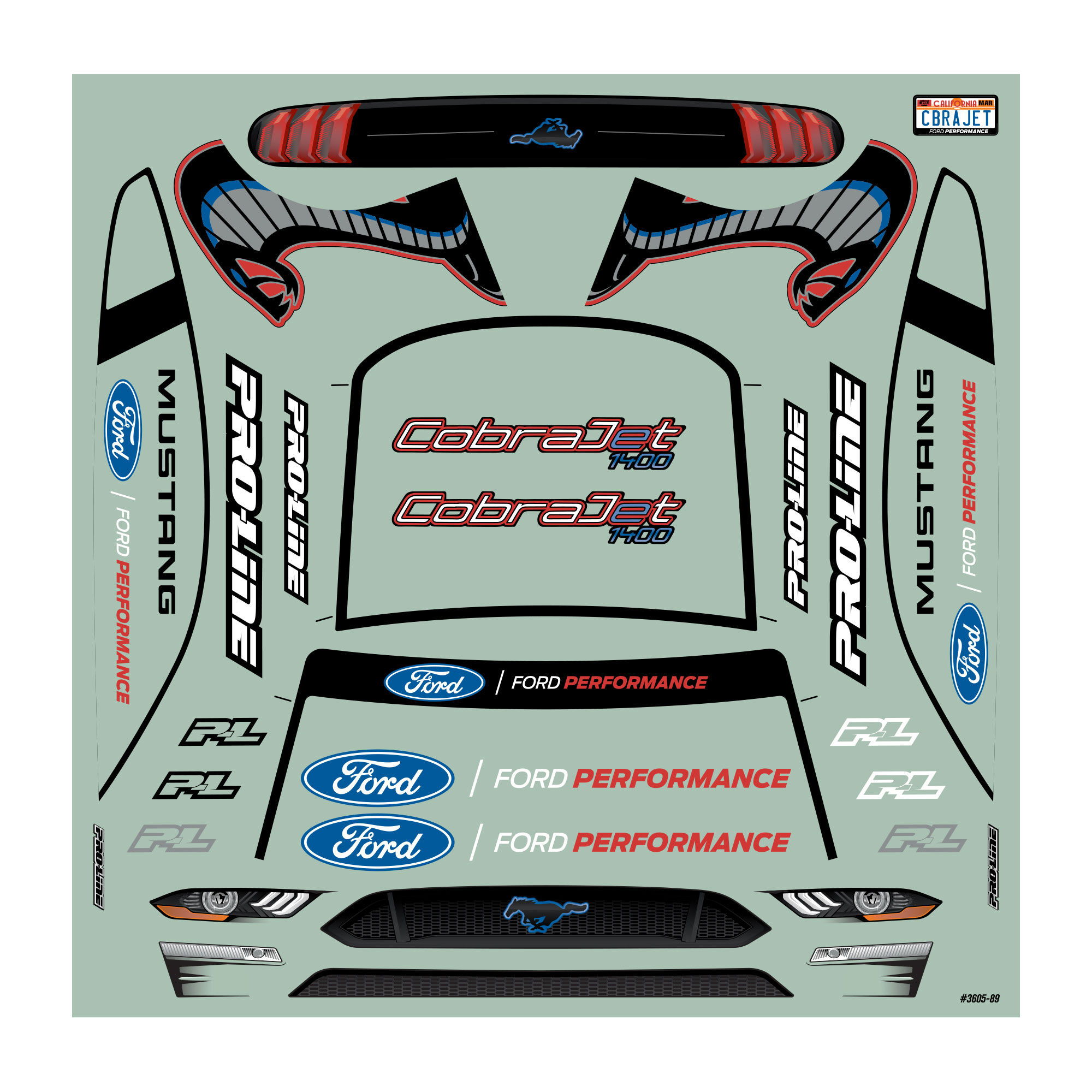 1/16 2021 Ford Mustang Cobra Jet Clear Body: Losi Mini Drag-7