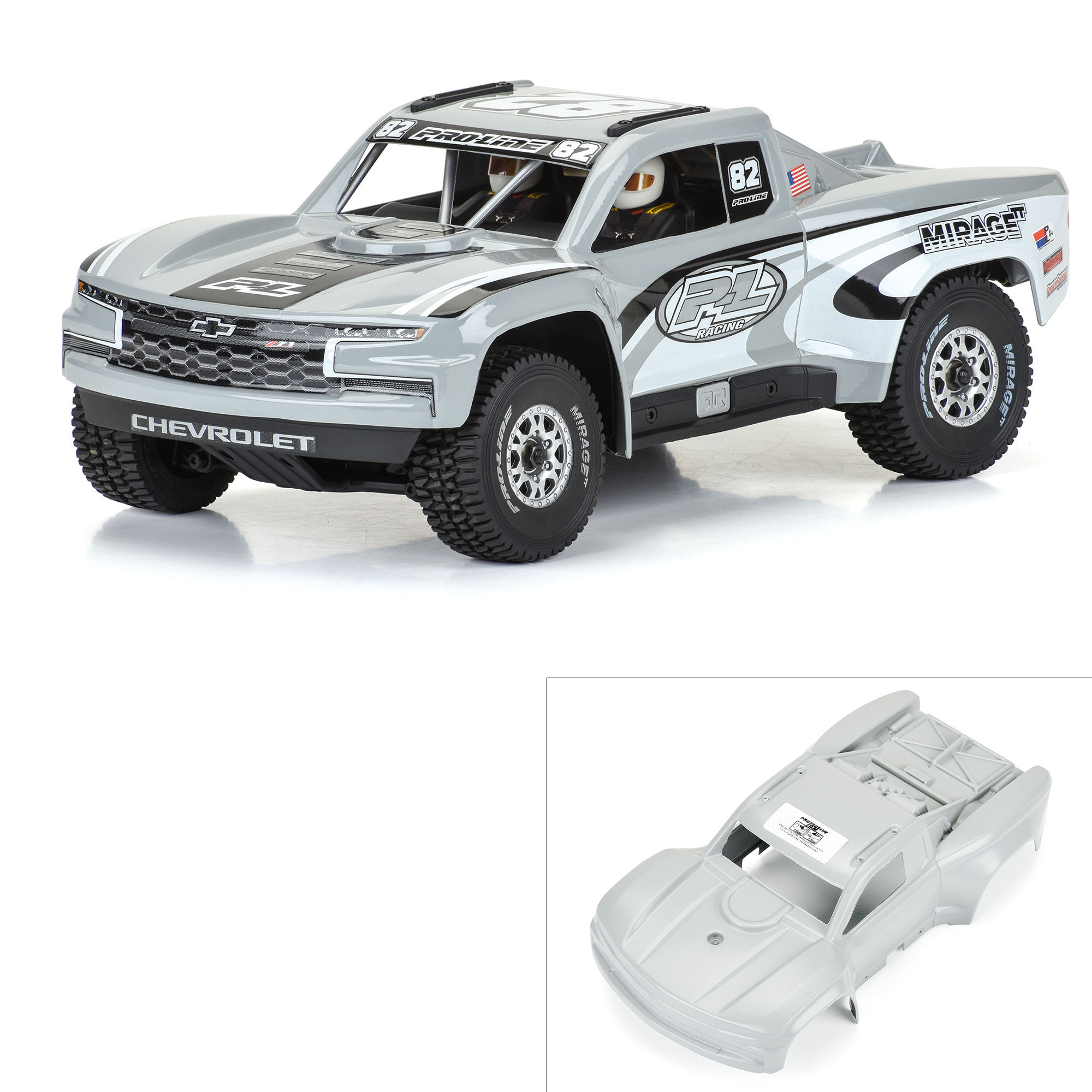 1/16 Pre-Cut 2019 Chevy Trophy Truck Tough-Color Gray Body: