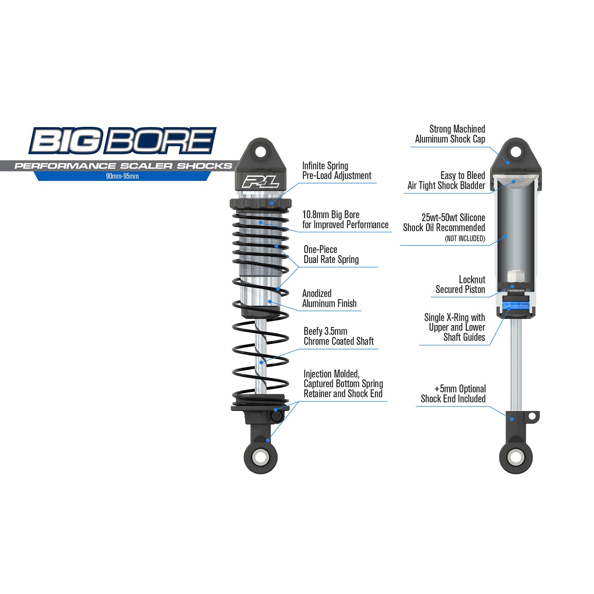 1/10 Big Bore Front/Rear (90mm-95mm) Scaler Shocks for most-7