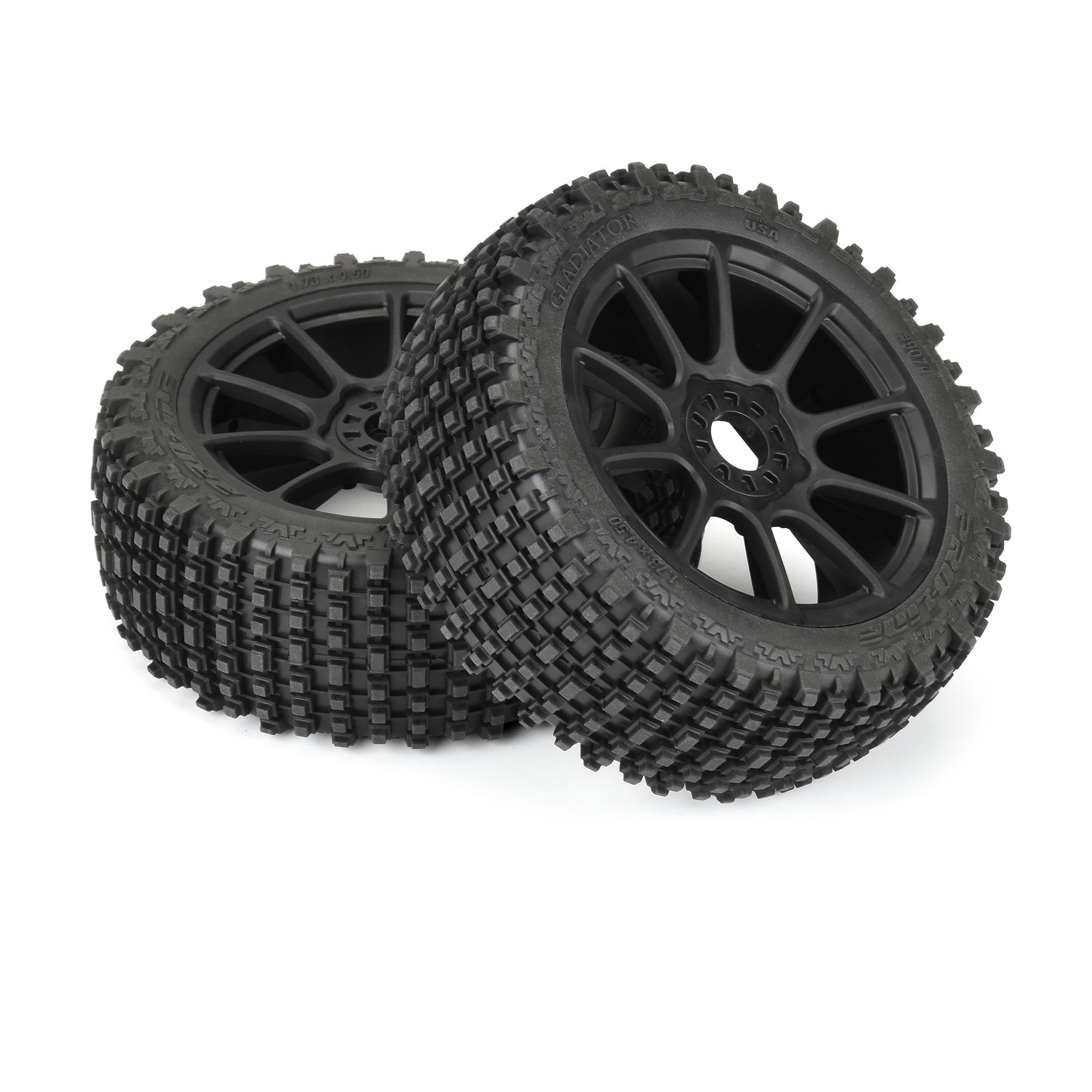 1/8 Gladiator M2 Fr/Rr Buggy Tires Mounted 17mm Black Mach 1-3