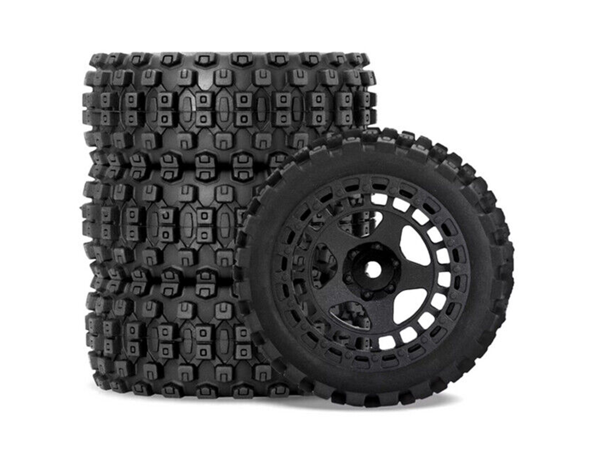 Mud Block, Tyre w/ Black Rim Set, 1/18 Typhon