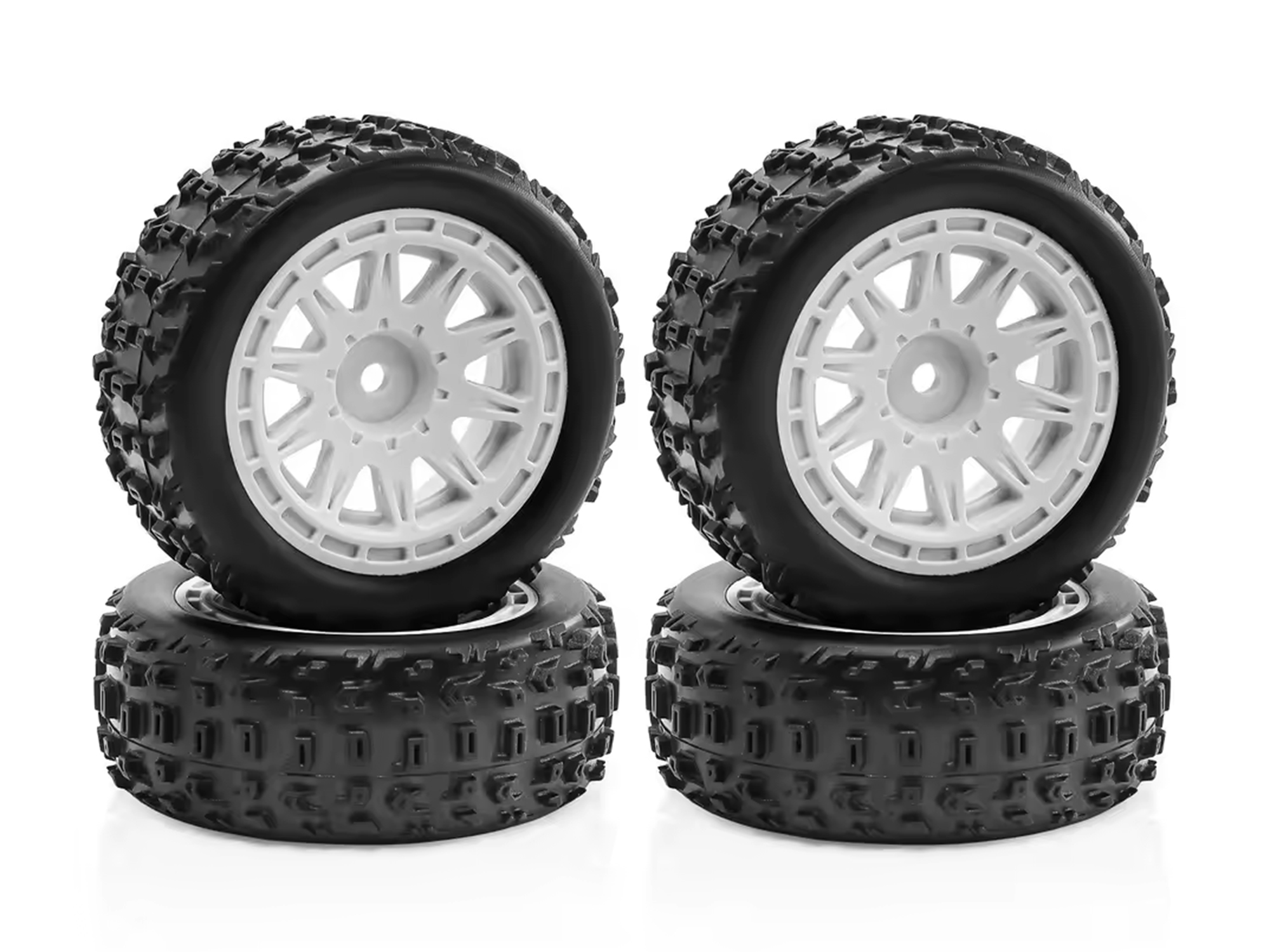 Mud Block, Tyre w/ White, Spider Spoke Rim Set, 1/18 Typhon