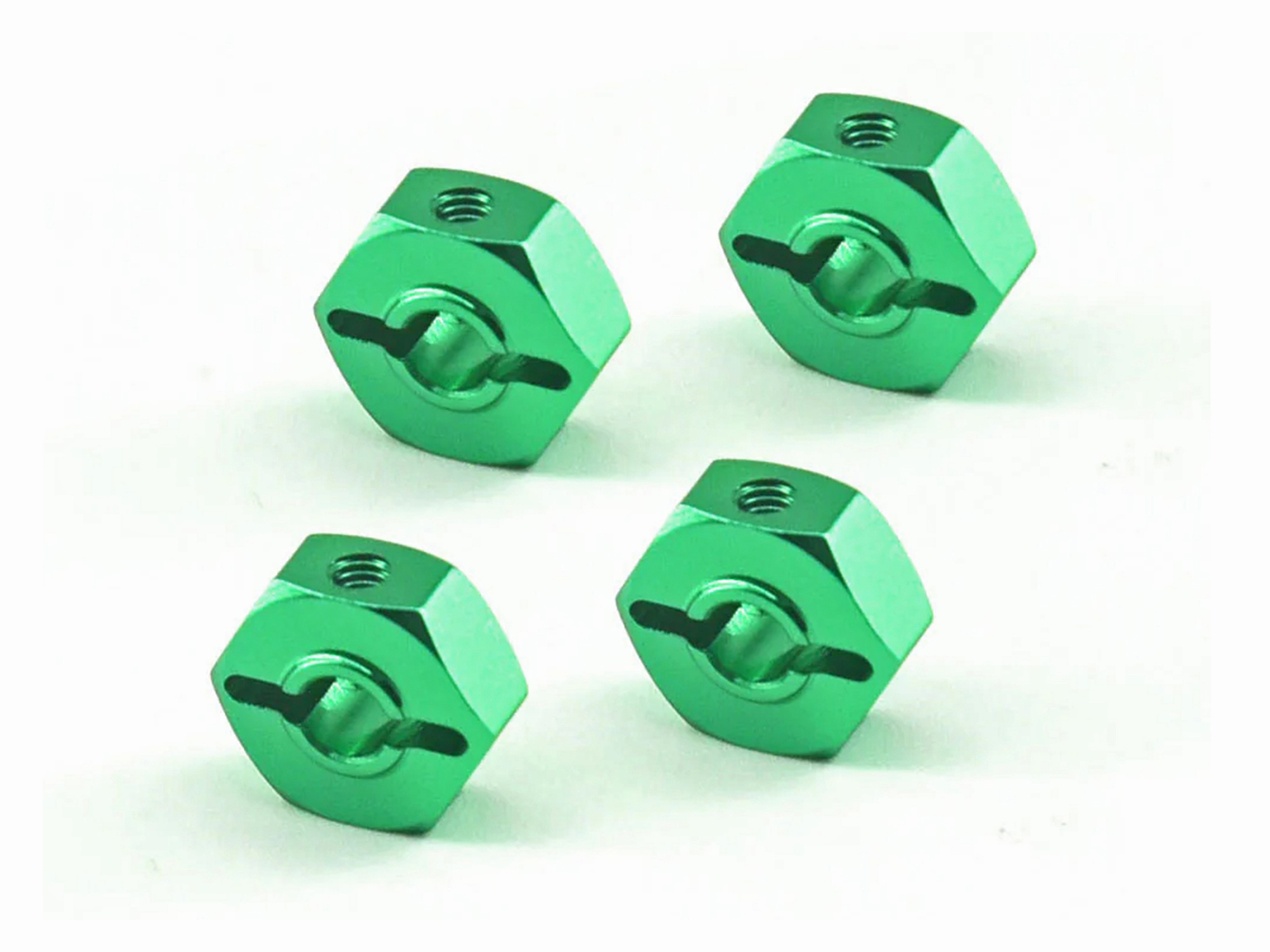Wheel Hex 12mm Green Alum 4pcs, LMT Mini