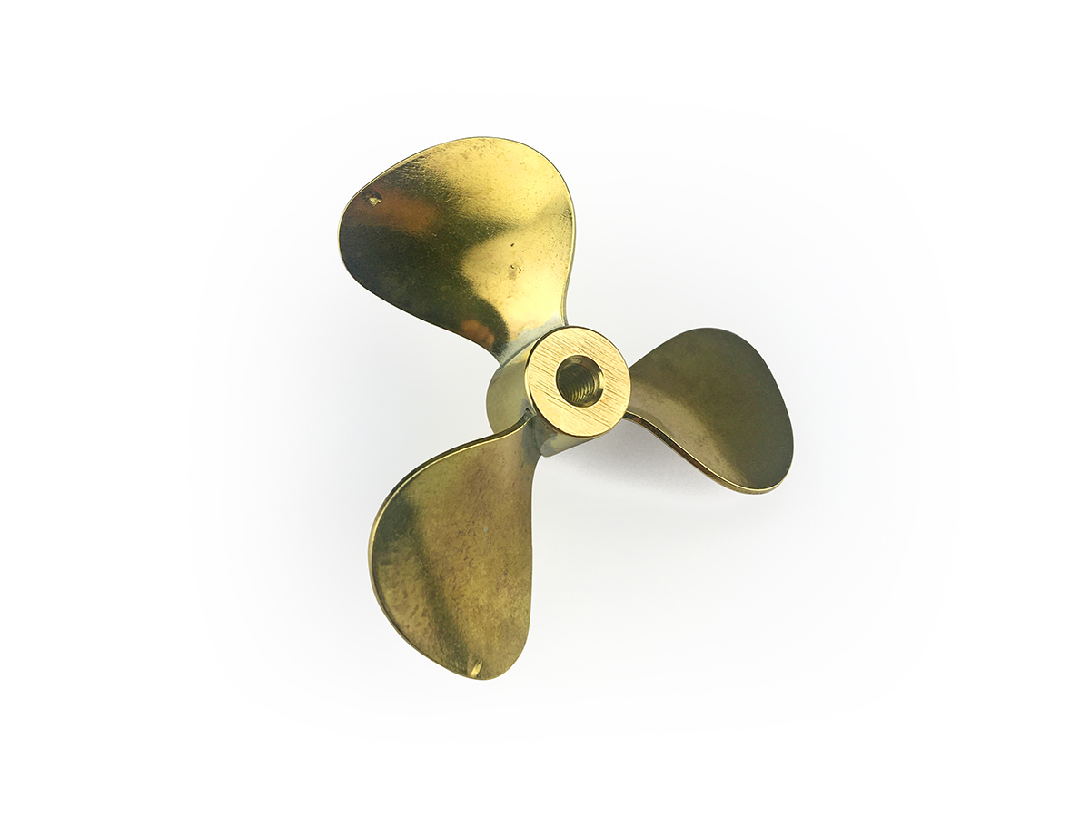 Brass Propeller (Classic), 3 Blade, 40mm, M4, LH-2