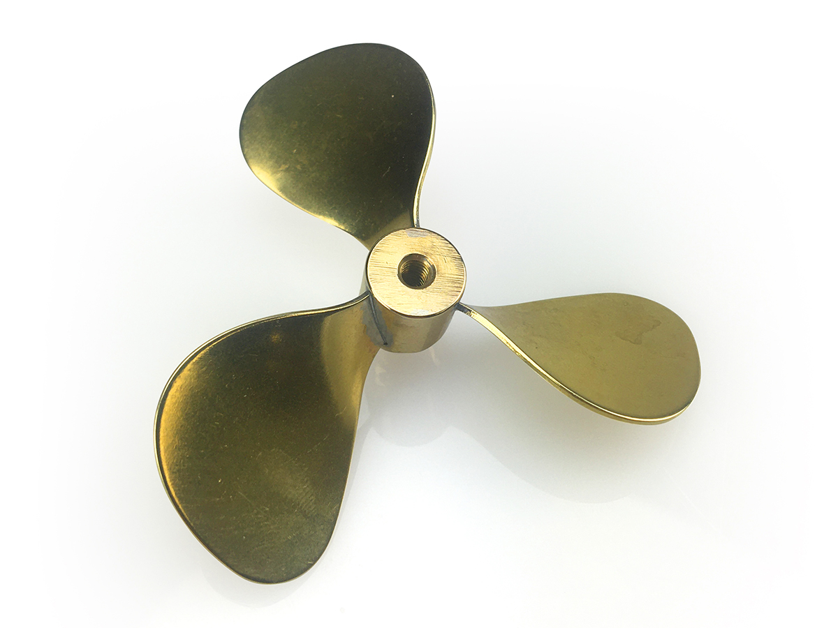 Brass Propeller (Classic), 3 Blade, 70mm, M4, LH-2