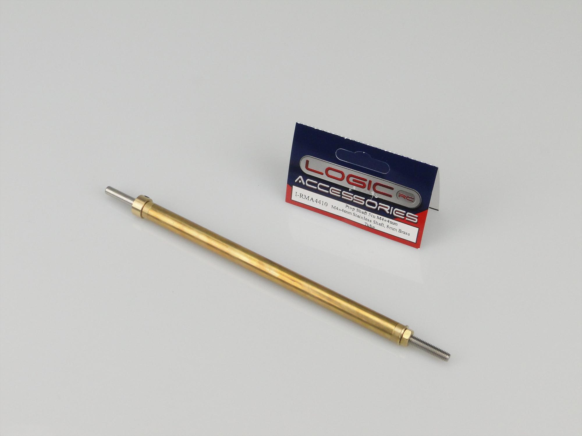 Prop Shaft 5in M4/4mm Stainless Shaft, 8mm dia Brass Tube-2