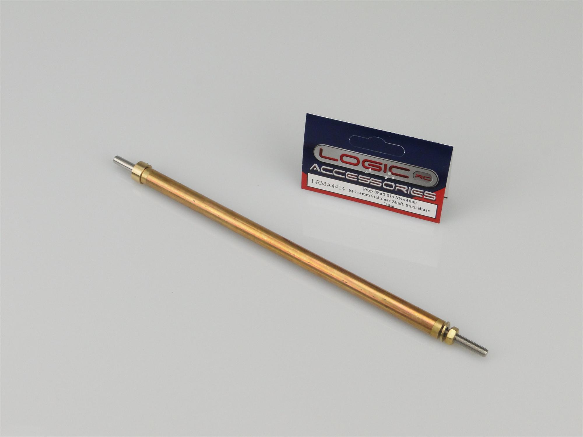 Prop Shaft 6in M4/4mm Stainless Shaft, 8mm dia Brass Tube-2