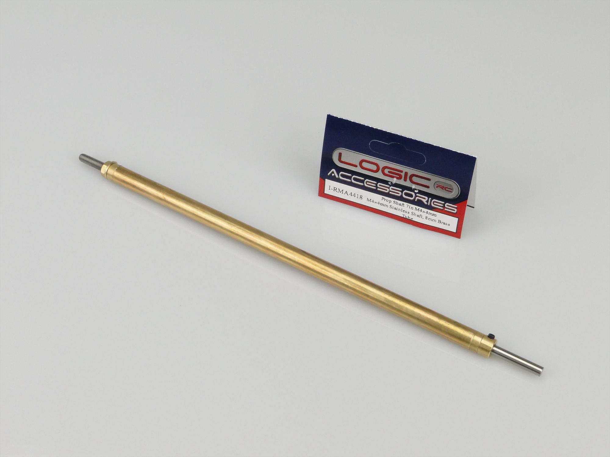 Prop Shaft 7in M4/4mm Stainless Shaft, 8mm dia Brass Tube-2
