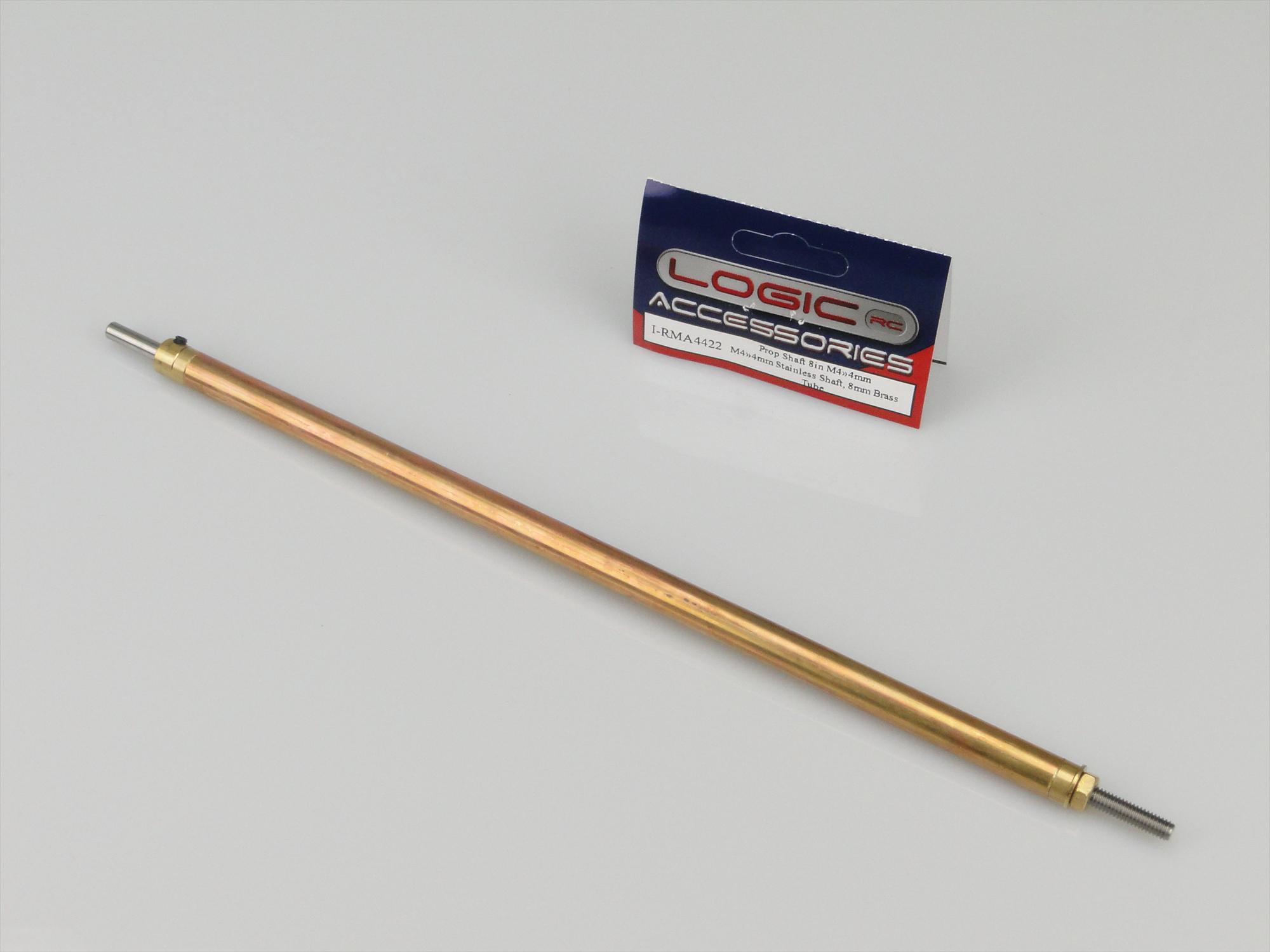 Prop Shaft 8in M4/4mm Stainless Shaft, 8mm dia Brass Tube-2