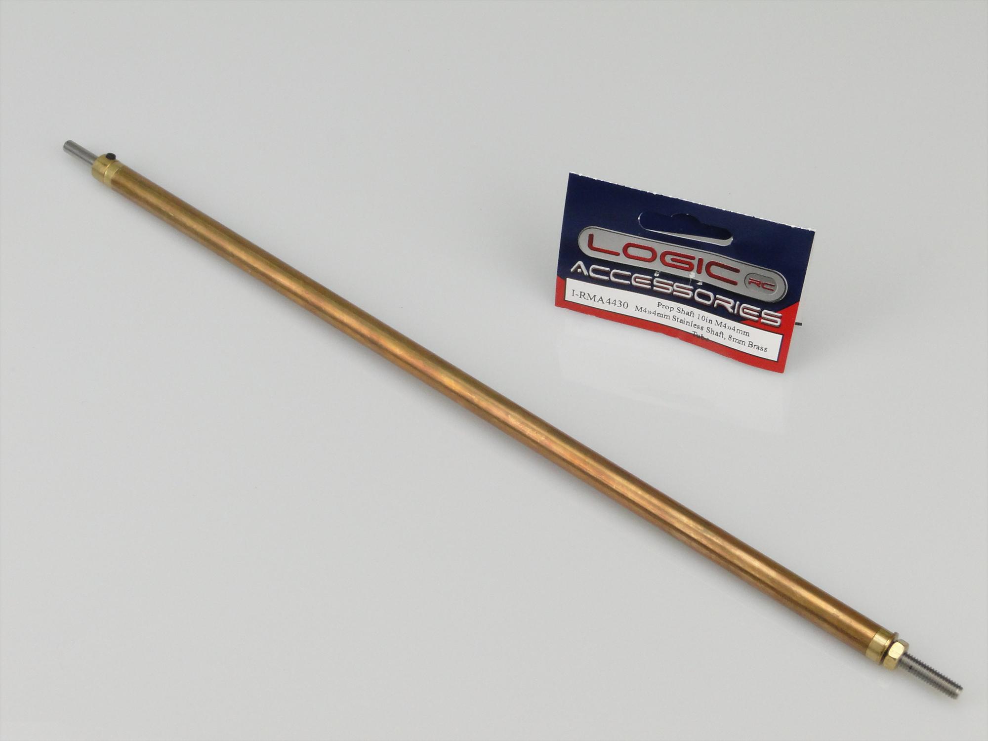 Prop Shaft 10in M4/4mm Stainless Shaft, 8mm dia Brass Tube-2