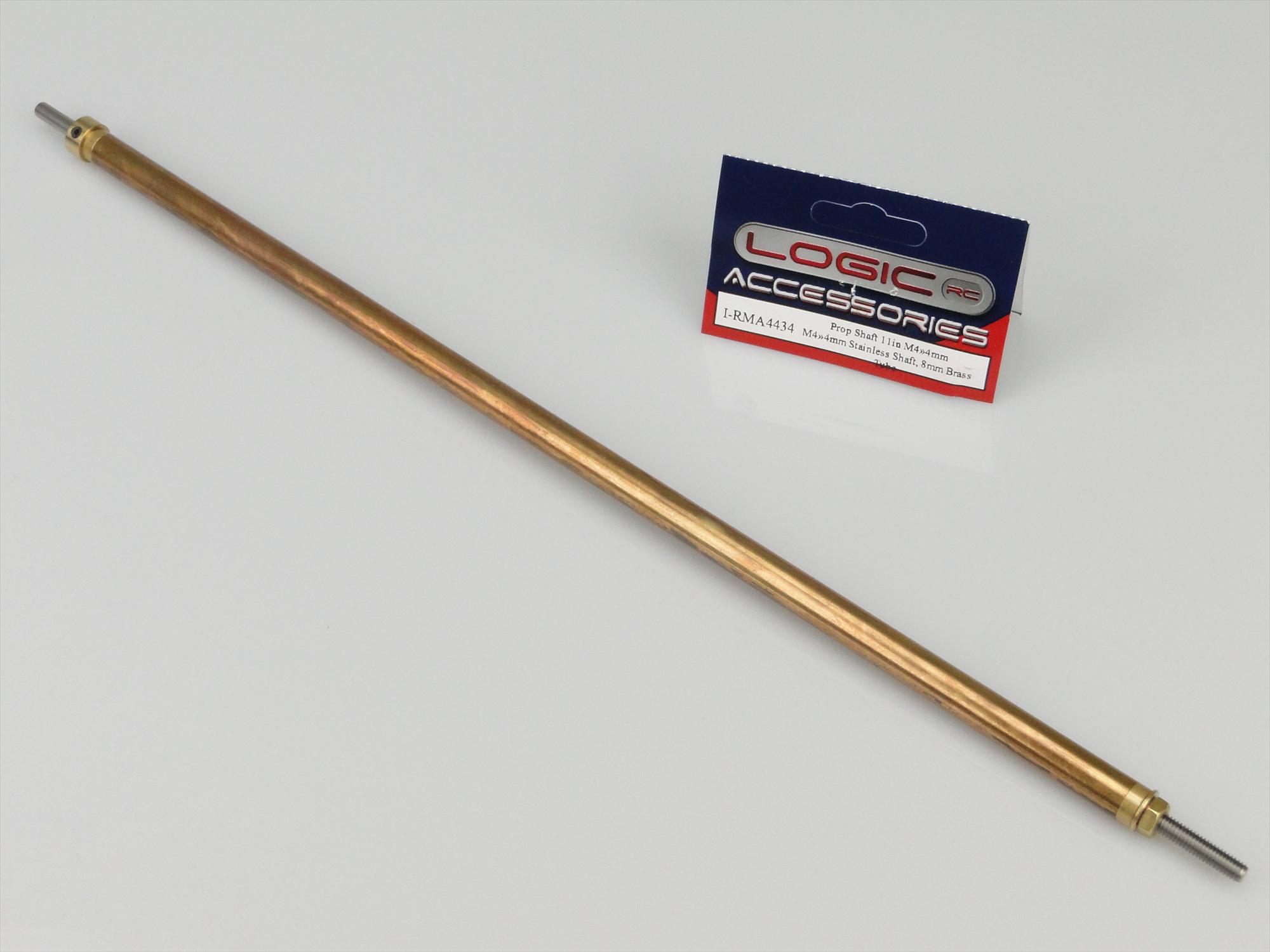 Prop Shaft 11in M4/4mm Stainless Shaft, 8mm dia Brass Tube-2