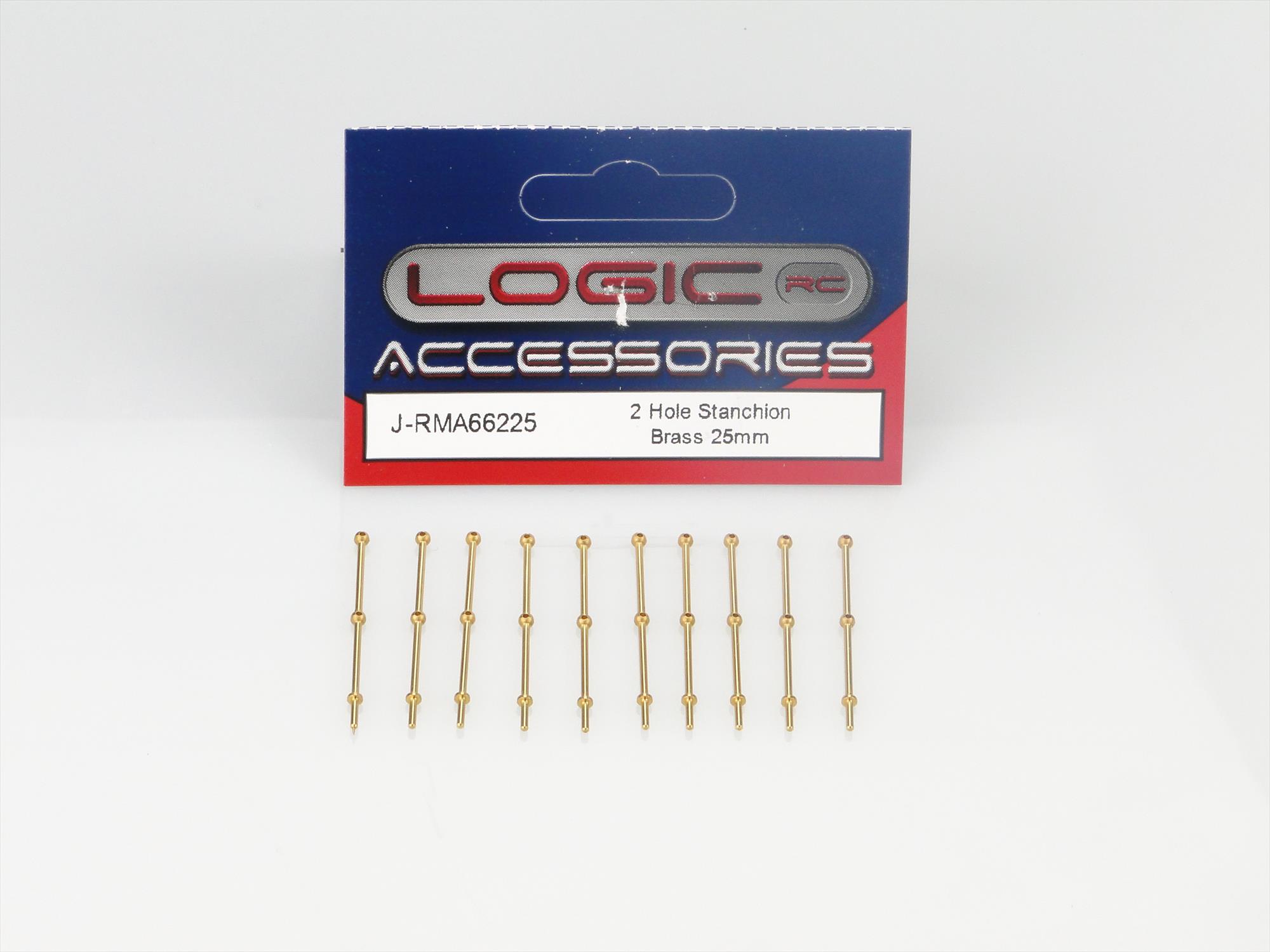 2 Hole Stanchion, Brass 25mm (Pk10)-4