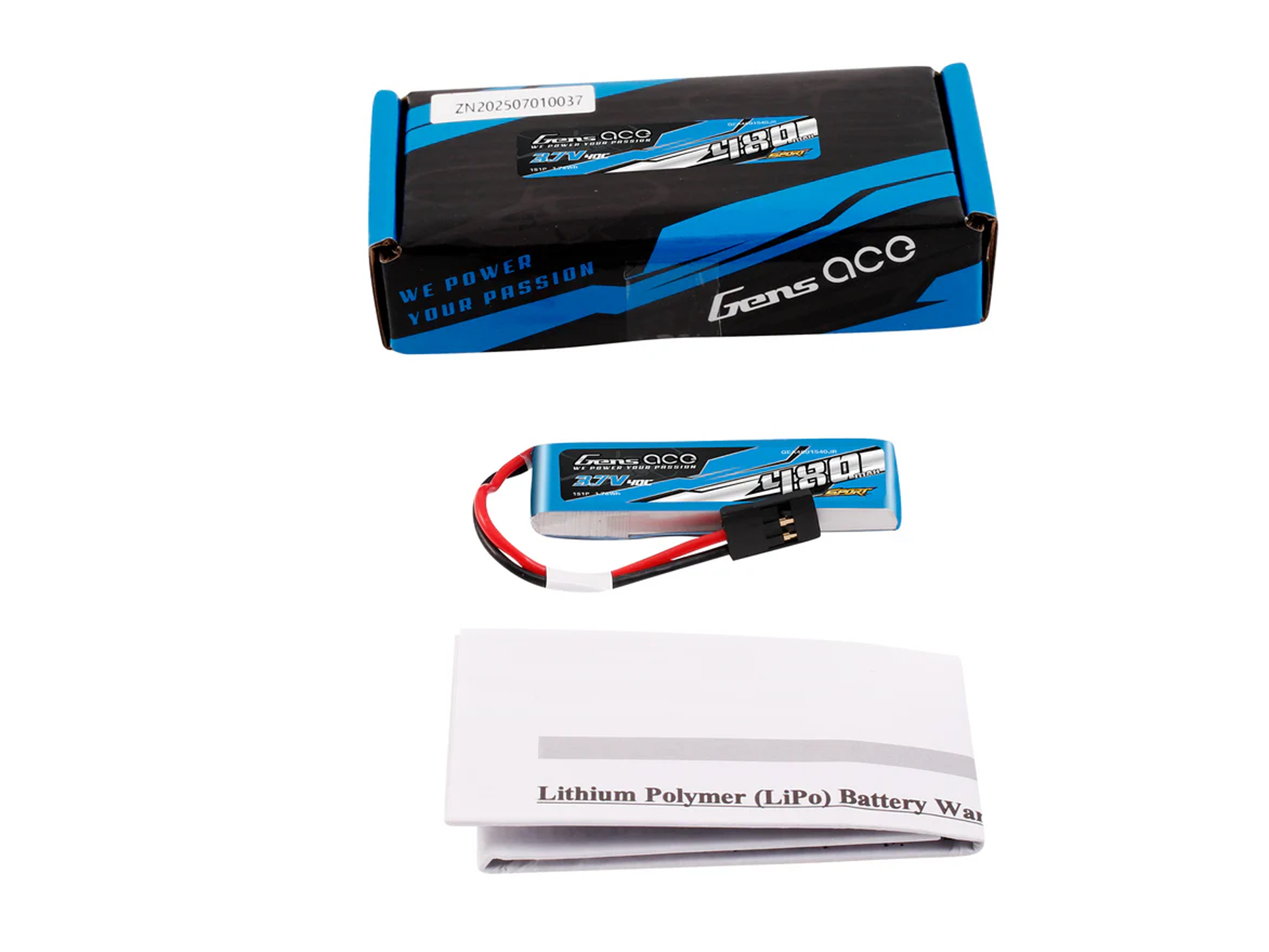 Li-Po Sport 1S 3.7V 480mAh 40C with JR-5