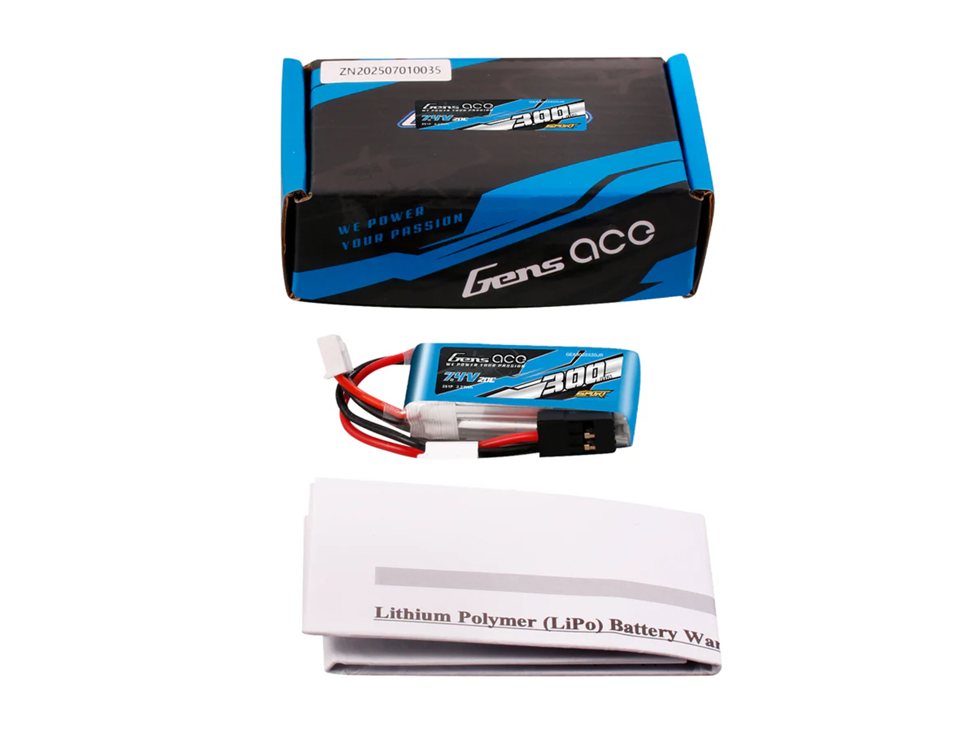 Li-Po Sport 2S 7.4V 300mAh 20C with JR-5