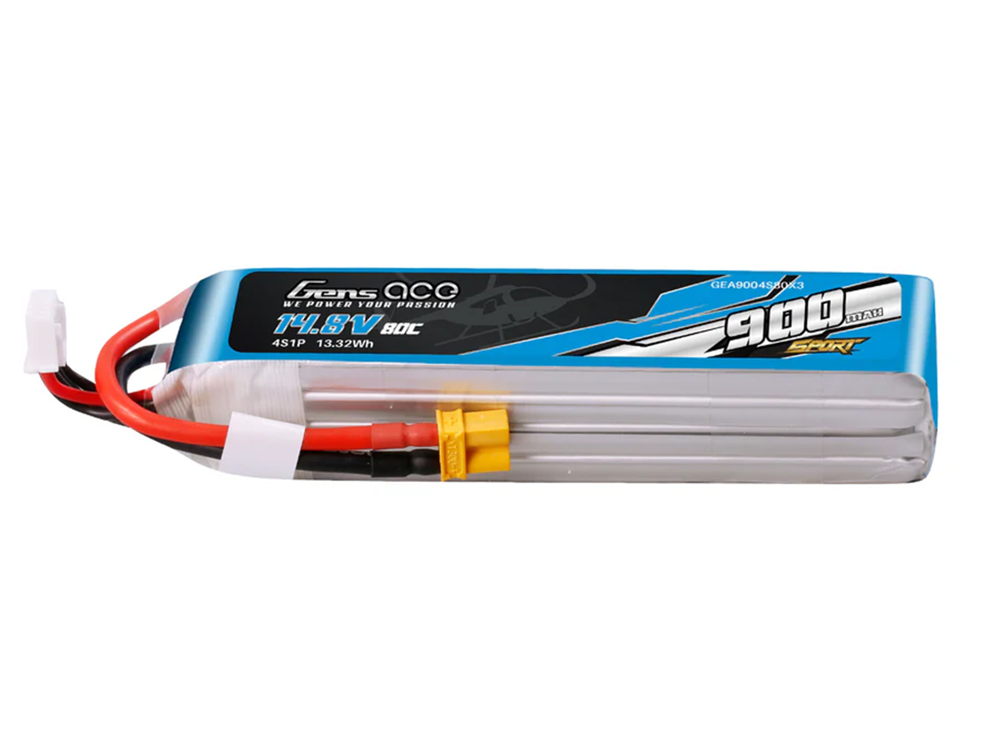 Li-Po Sport 4S 14.8V 900mAh 80C with XT30-3