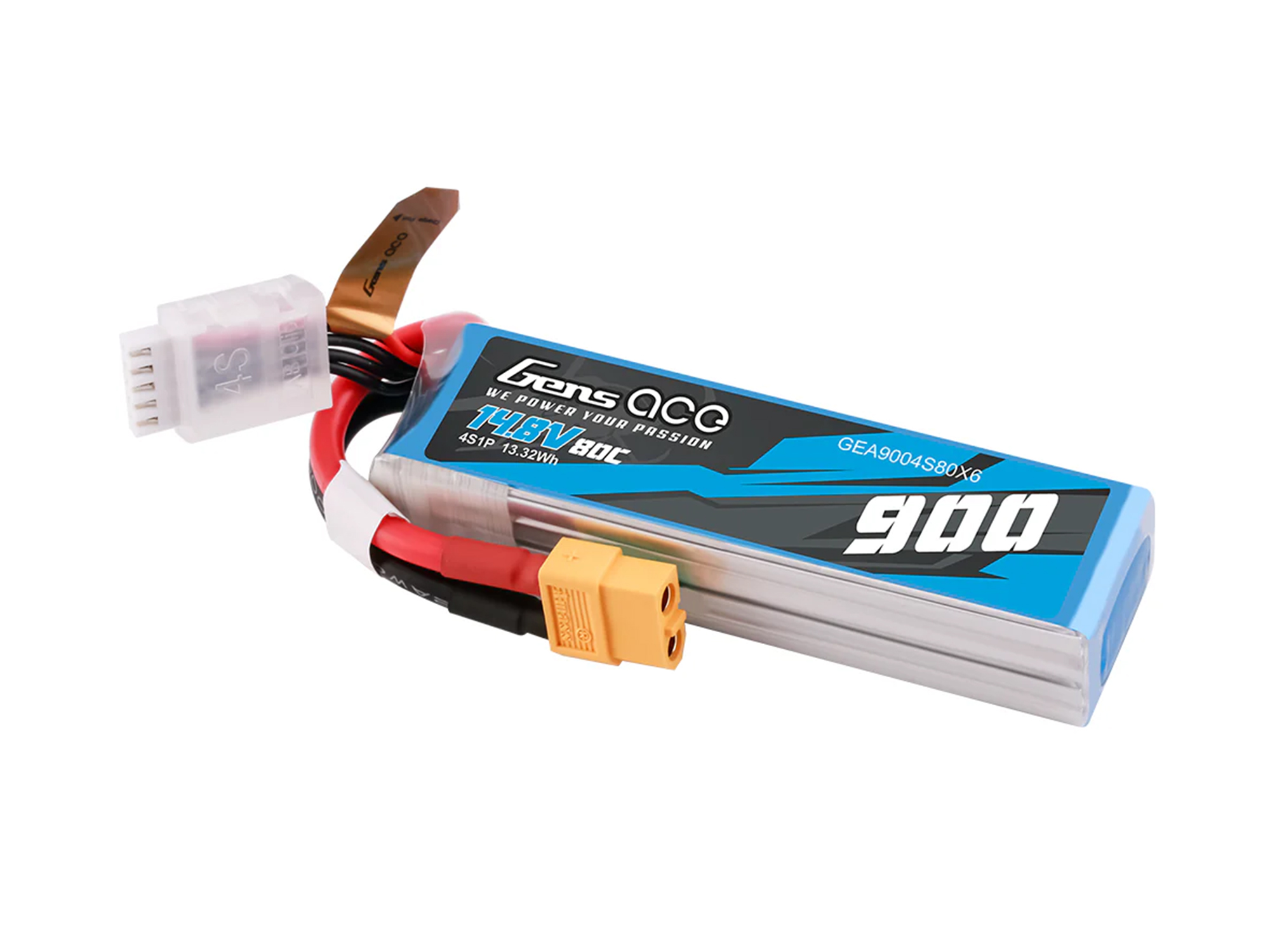 Li-Po 4S 14.8V 900mAh 80C with XT60-3