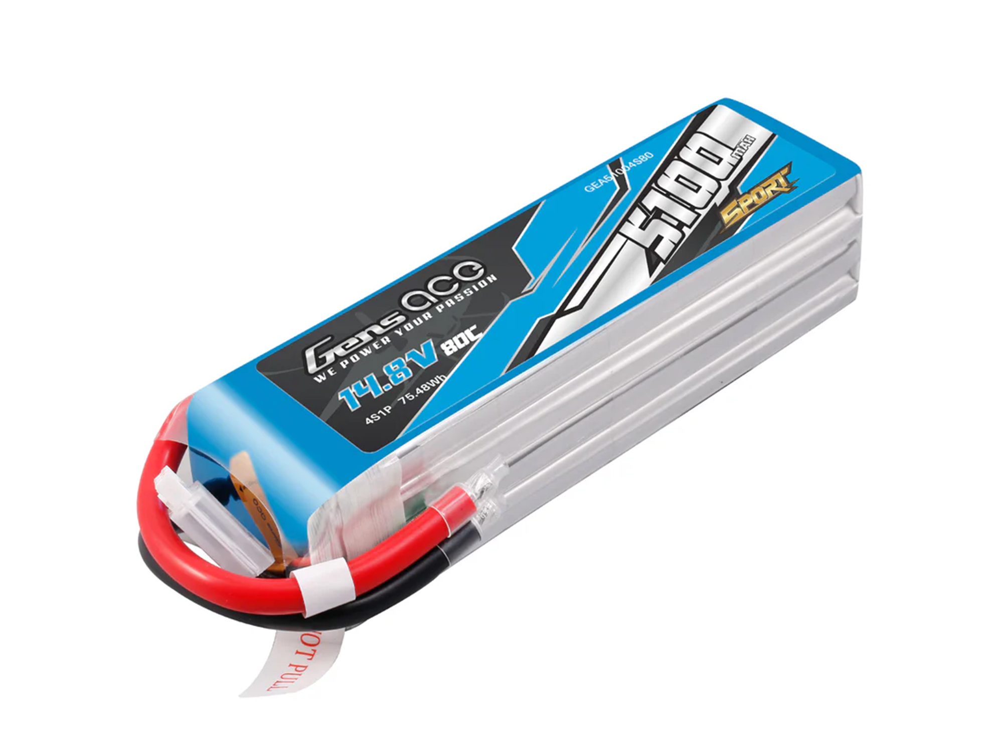 Li-Po Sport 4S 14.8V 5100mAh 80C with No Plug