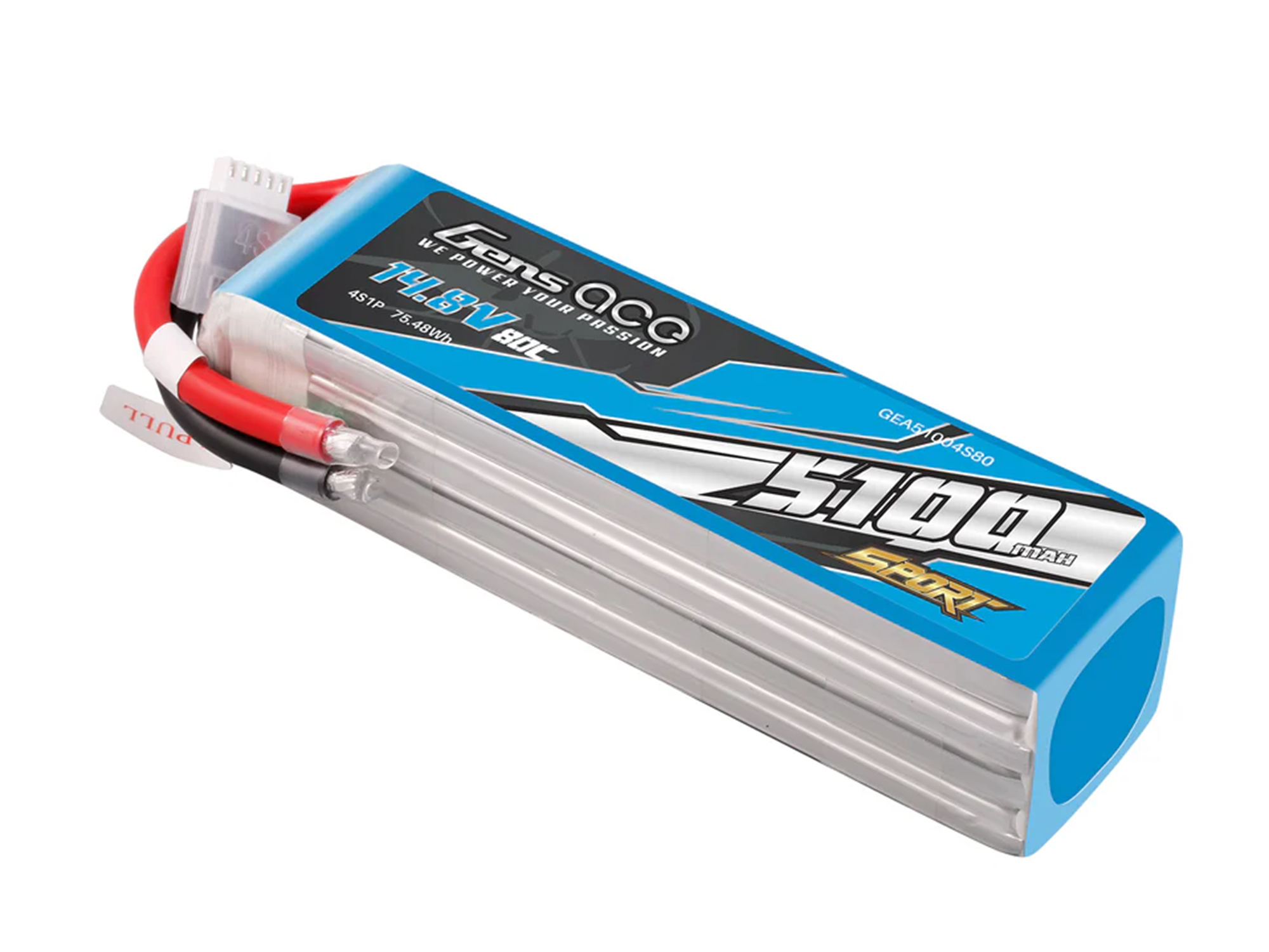 Li-Po Sport 4S 14.8V 5100mAh 80C with No Plug-2