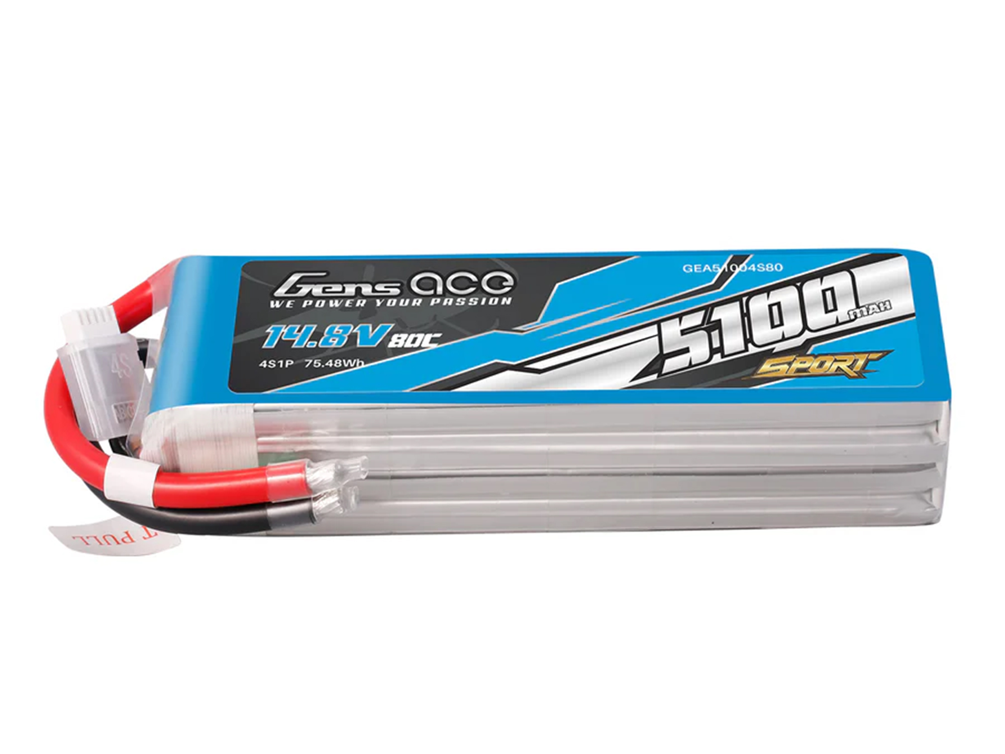 Li-Po Sport 4S 14.8V 5100mAh 80C with No Plug-3