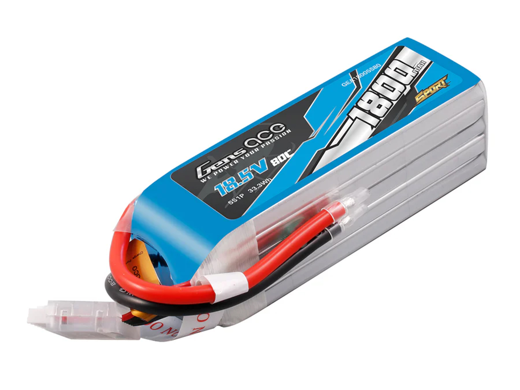 Li-Po Sport 5S 18.5V 1800mAh 80C with No Plug
