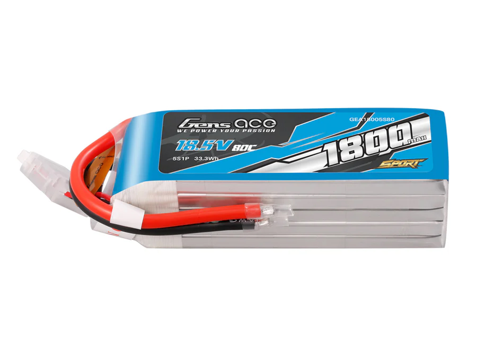 Li-Po Sport 5S 18.5V 1800mAh 80C with No Plug-3